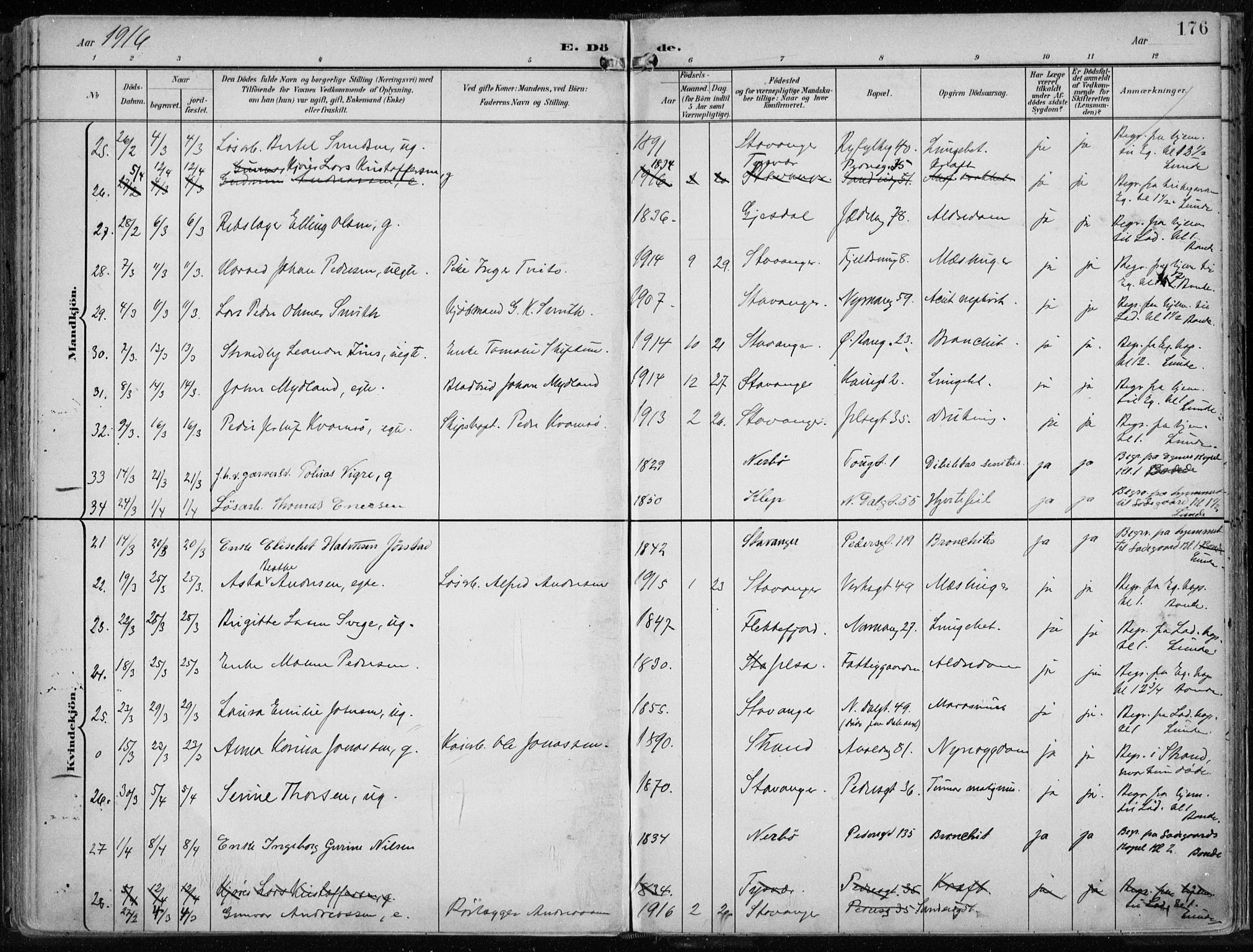 St. Johannes sokneprestkontor, AV/SAST-A-101814/001/30/30BA/L0005: Parish register (official) no. A 5, 1898-1919, p. 176