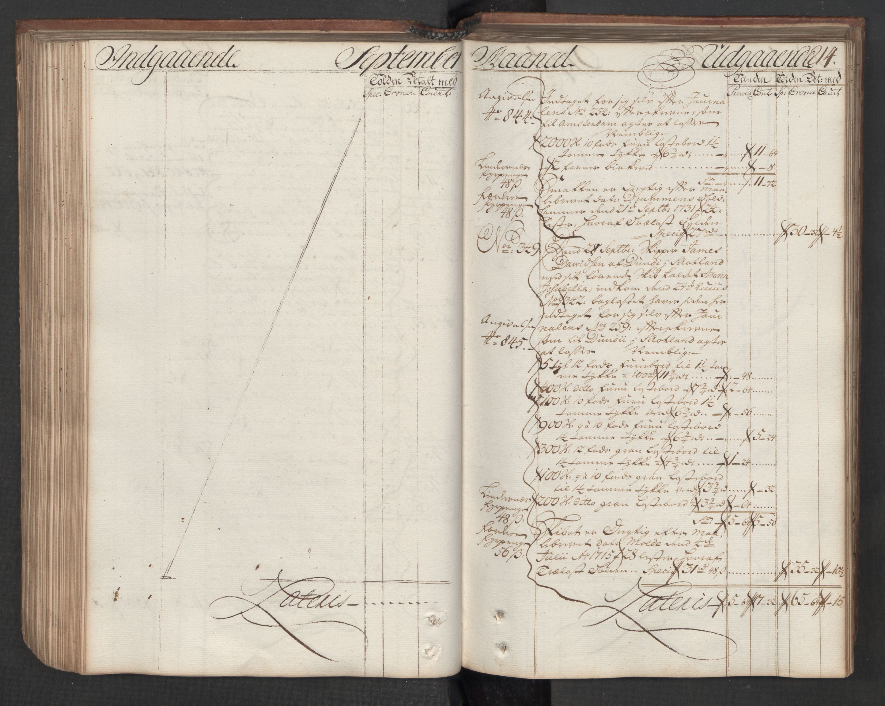 Generaltollkammeret, tollregnskaper, AV/RA-EA-5490/R08/L0009/0001: Tollregnskaper Drammen / Hovedtollbok, 1731, p. 213b-214a