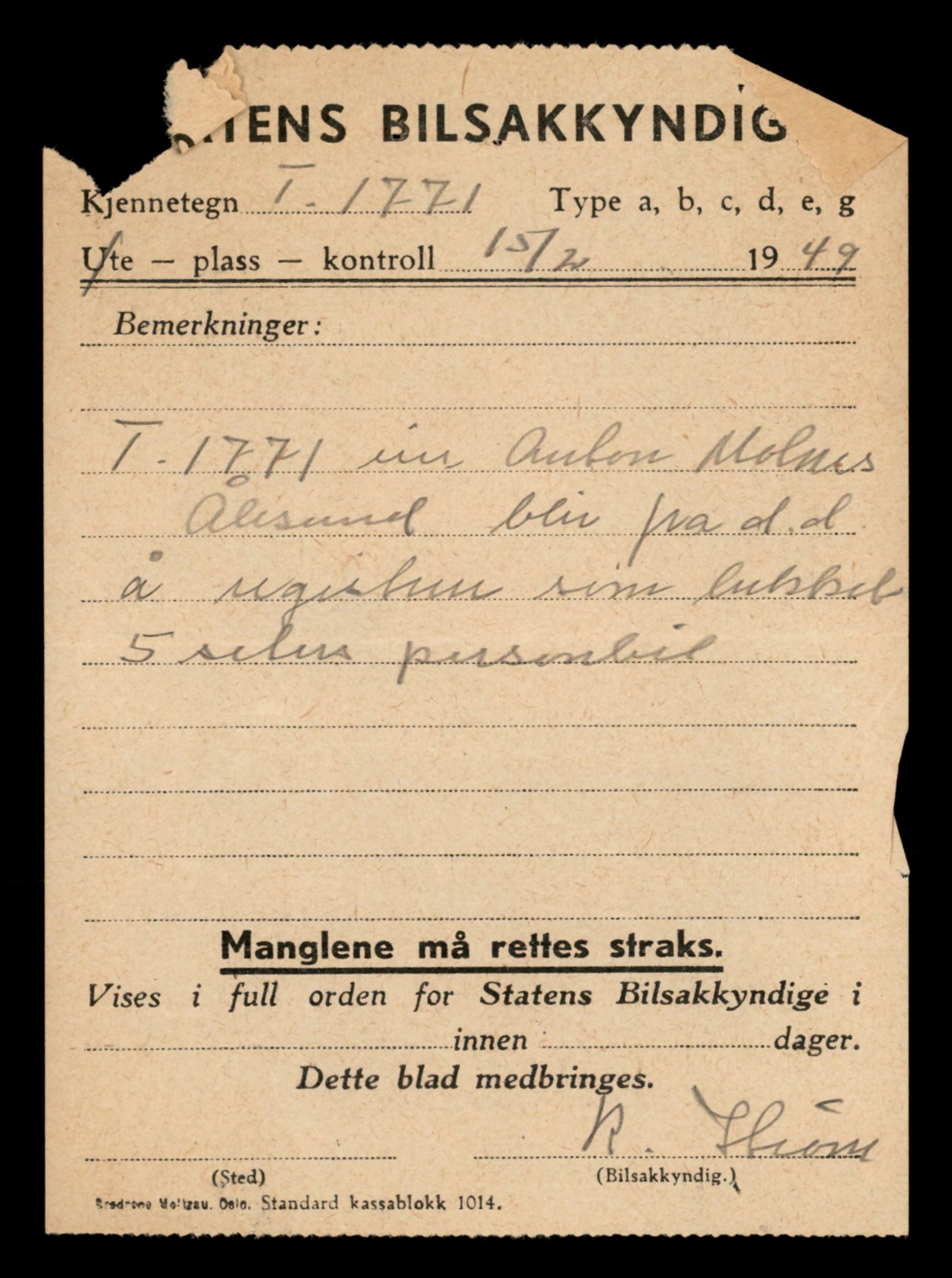 Møre og Romsdal vegkontor - Ålesund trafikkstasjon, AV/SAT-A-4099/F/Fe/L0003: Registreringskort for kjøretøy T 232 - T 340, 1927-1998, p. 2950