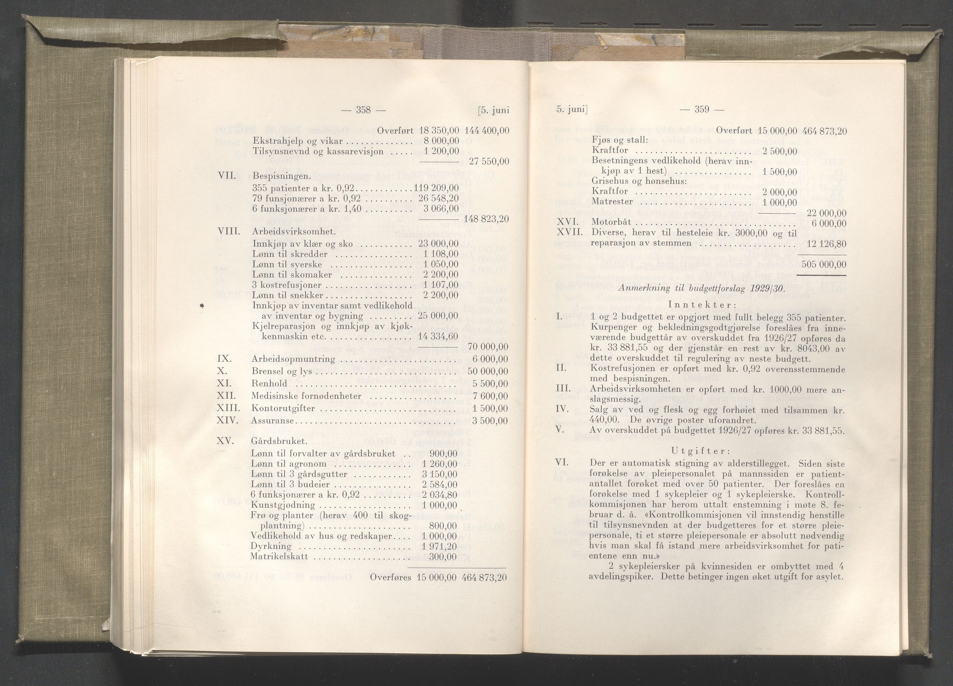 Rogaland fylkeskommune - Fylkesrådmannen , IKAR/A-900/A/Aa/Aaa/L0048: Møtebok , 1929, p. 358-359