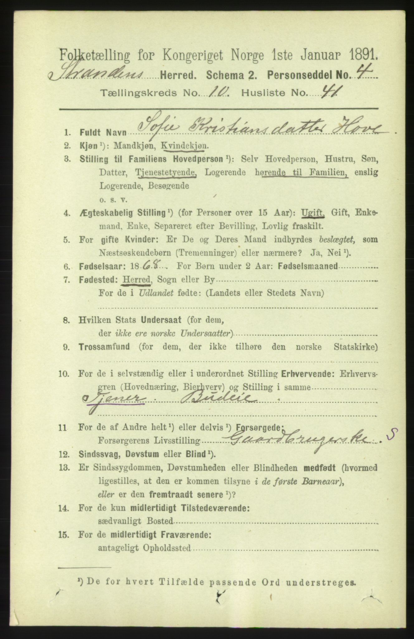 RA, 1891 census for 1525 Stranda, 1891, p. 2453