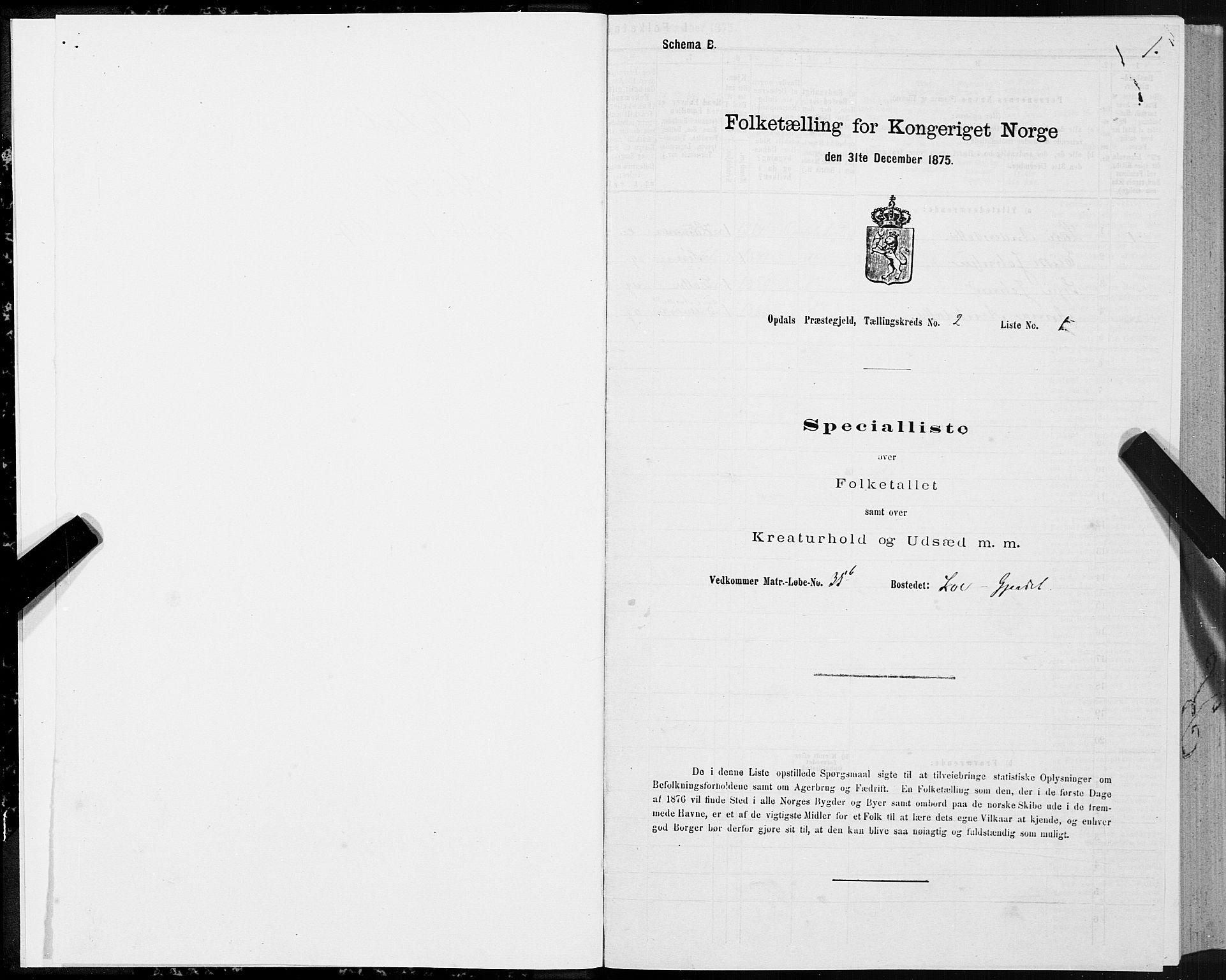 SAT, 1875 census for 1634P Oppdal, 1875, p. 2001