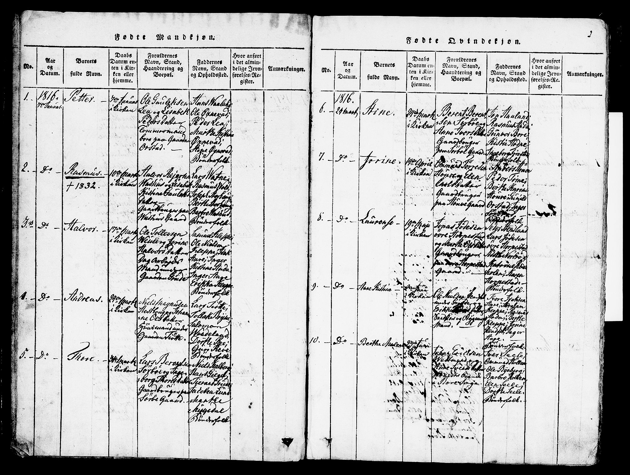 Klepp sokneprestkontor, SAST/A-101803/001/3/30BA/L0002: Parish register (official) no. A 2, 1816-1833, p. 2