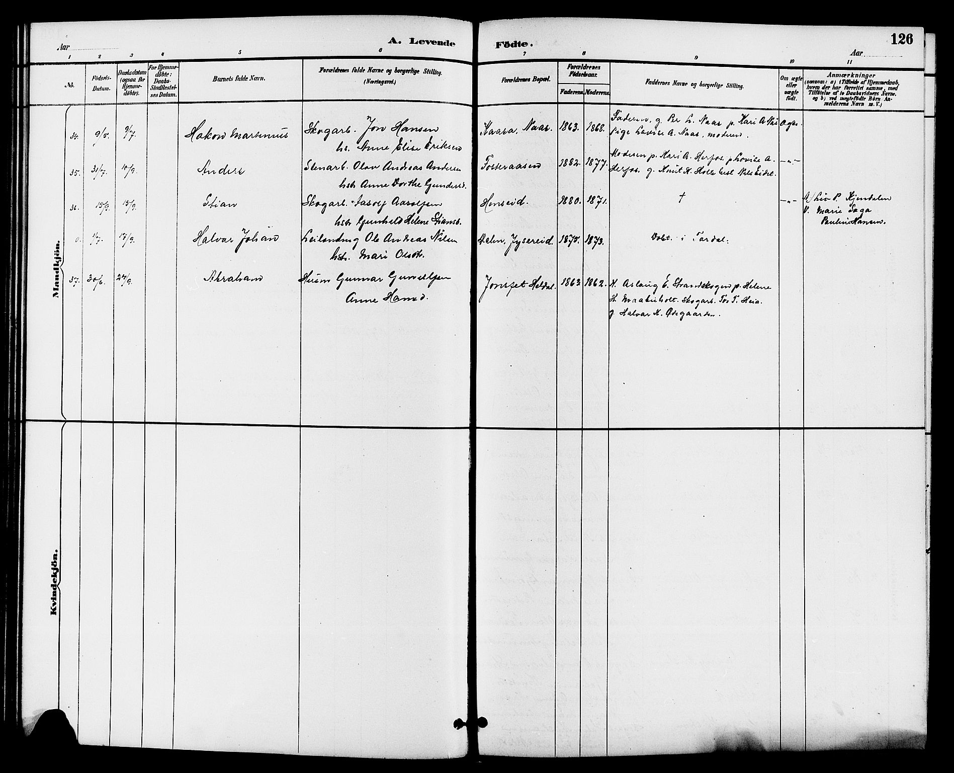 Drangedal kirkebøker, SAKO/A-258/G/Ga/L0003: Parish register (copy) no. I 3, 1887-1906, p. 126