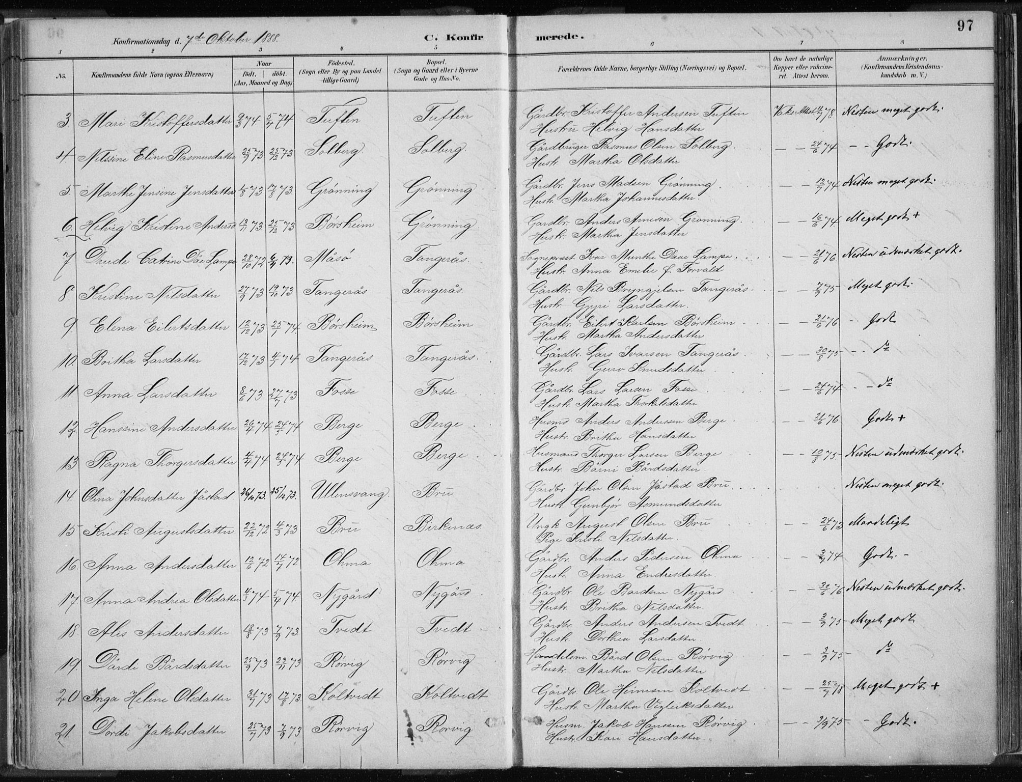 Strandebarm sokneprestembete, AV/SAB-A-78401/H/Haa: Parish register (official) no. B  1, 1886-1908, p. 97