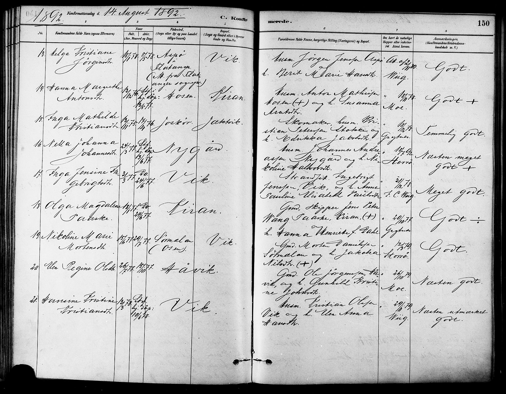 Ministerialprotokoller, klokkerbøker og fødselsregistre - Sør-Trøndelag, AV/SAT-A-1456/657/L0707: Parish register (official) no. 657A08, 1879-1893, p. 150