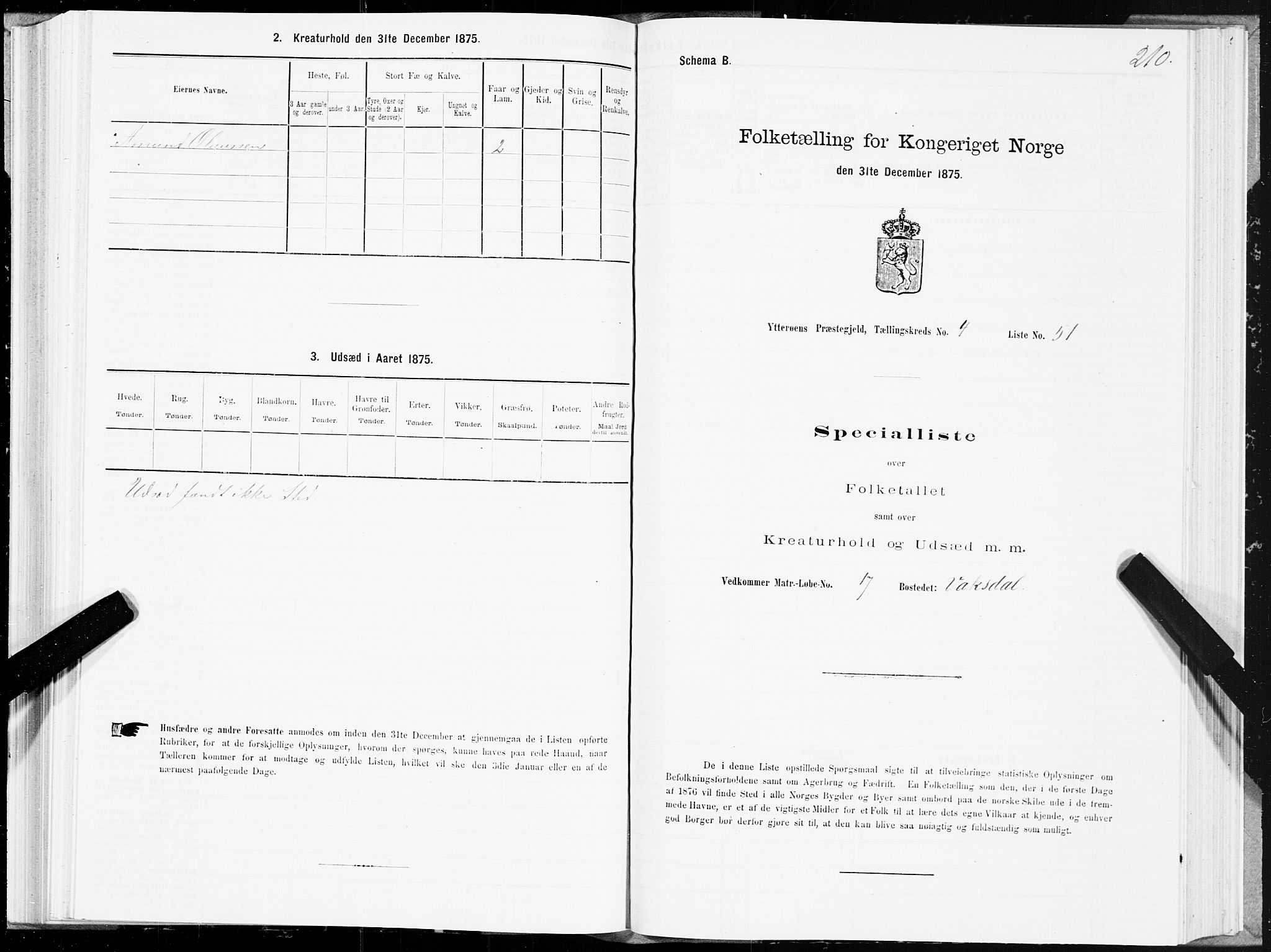 SAT, 1875 census for 1722P Ytterøy, 1875, p. 2210