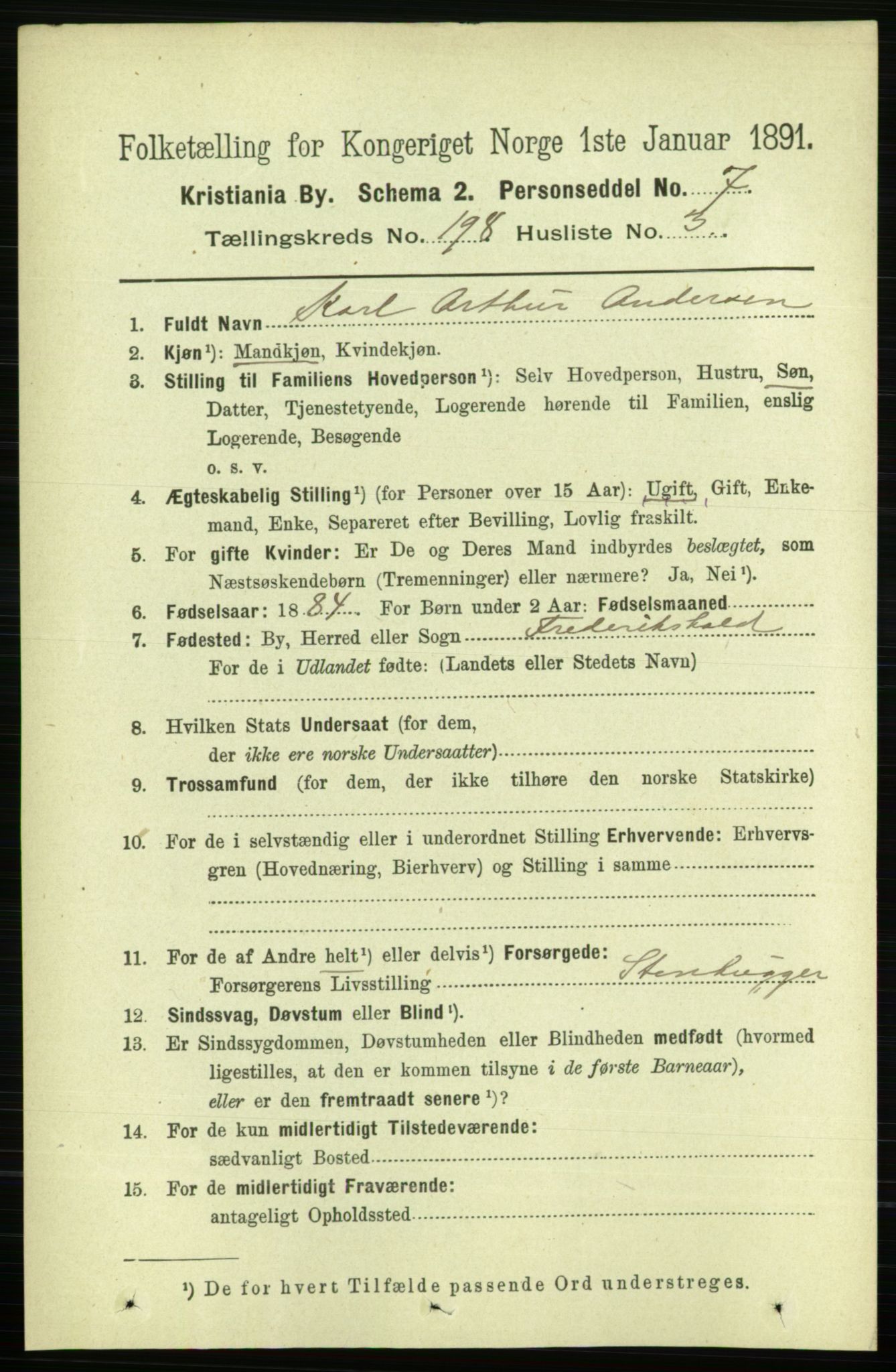 RA, 1891 census for 0301 Kristiania, 1891, p. 119330