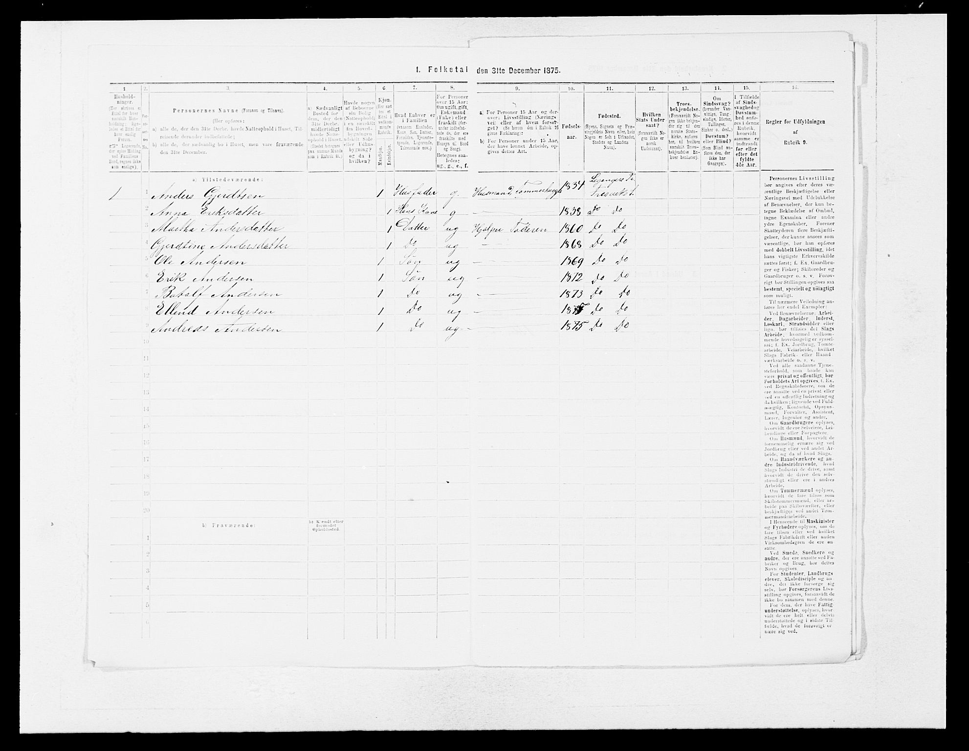 SAB, 1875 census for 1419P Leikanger, 1875, p. 433