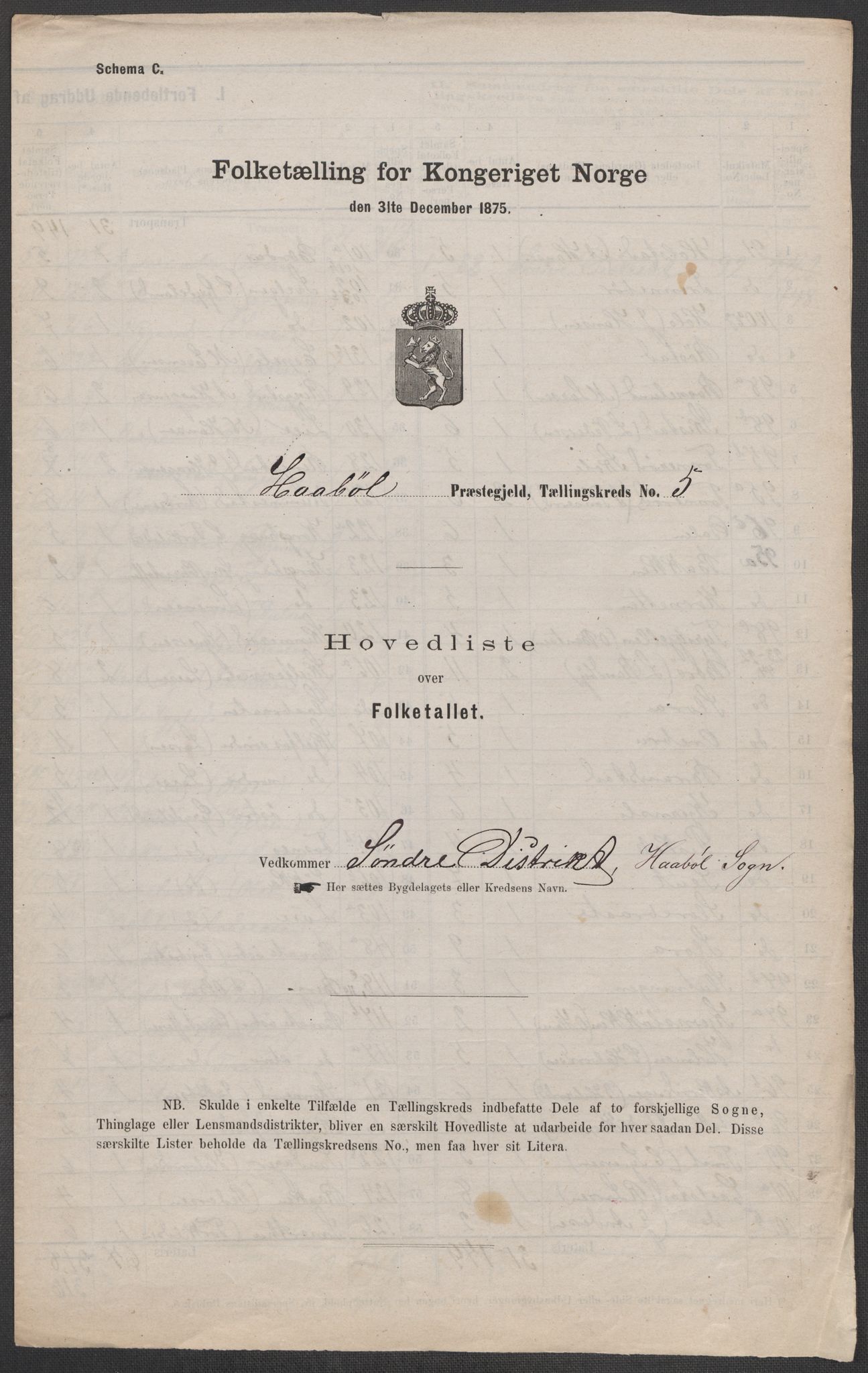 RA, 1875 census for 0138P Hobøl, 1875, p. 19