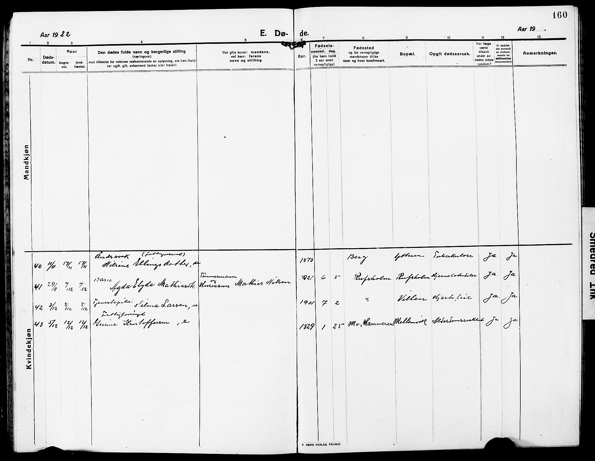 Ministerialprotokoller, klokkerbøker og fødselsregistre - Nordland, AV/SAT-A-1459/827/L0424: Parish register (copy) no. 827C13, 1921-1930, p. 160