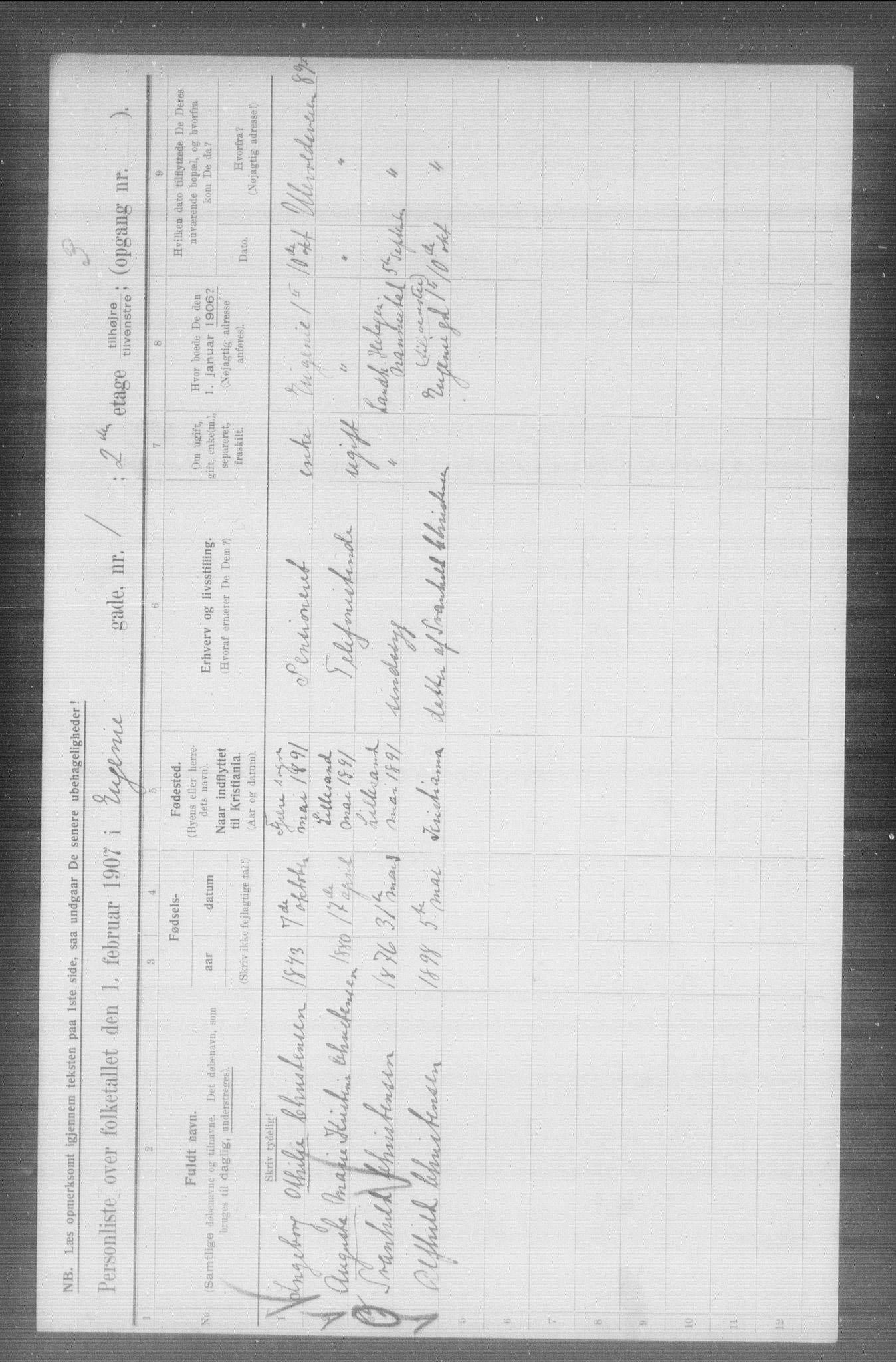 OBA, Municipal Census 1907 for Kristiania, 1907, p. 11429