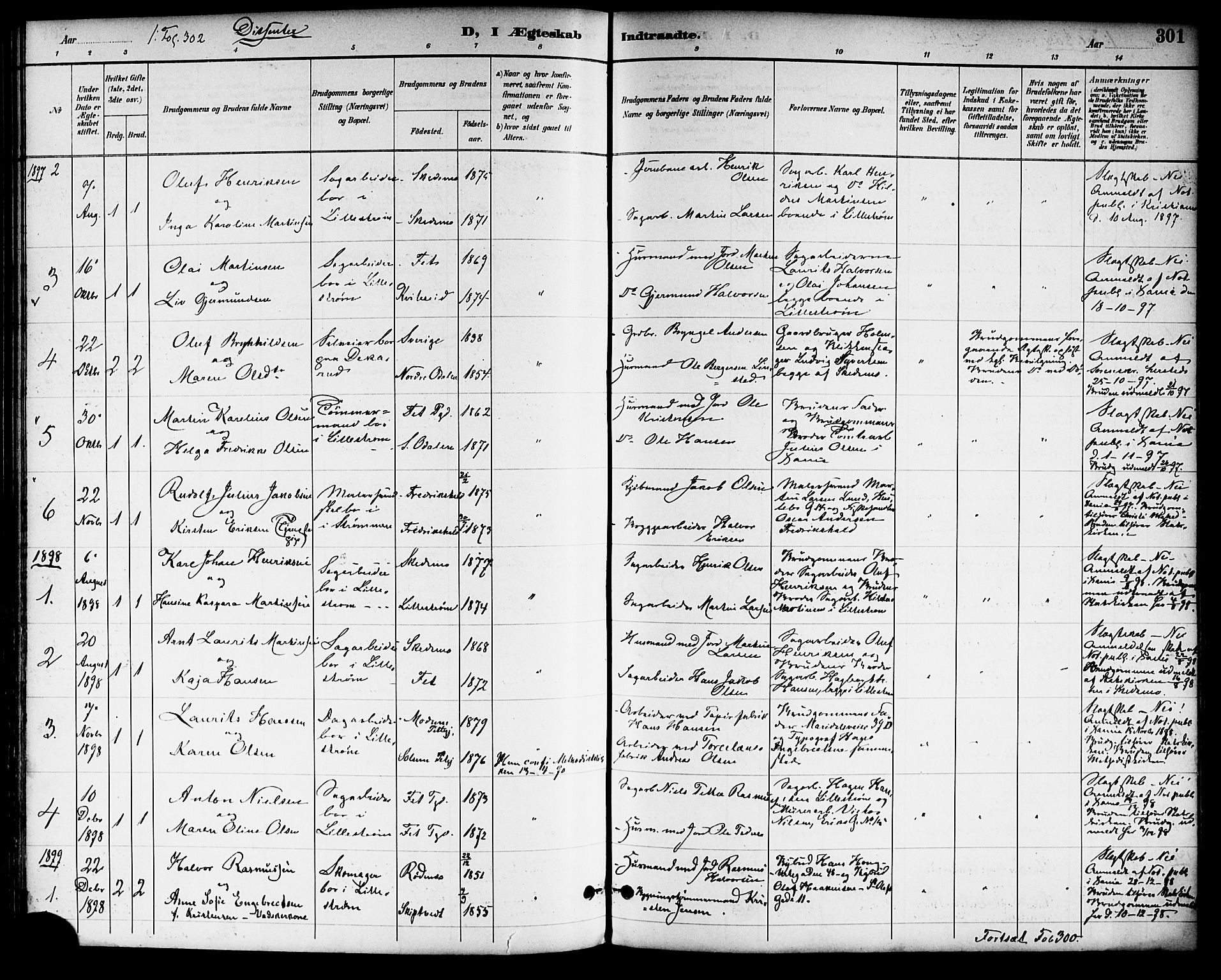 Skedsmo prestekontor Kirkebøker, SAO/A-10033a/F/Fa/L0014: Parish register (official) no. I 14, 1892-1901, p. 301