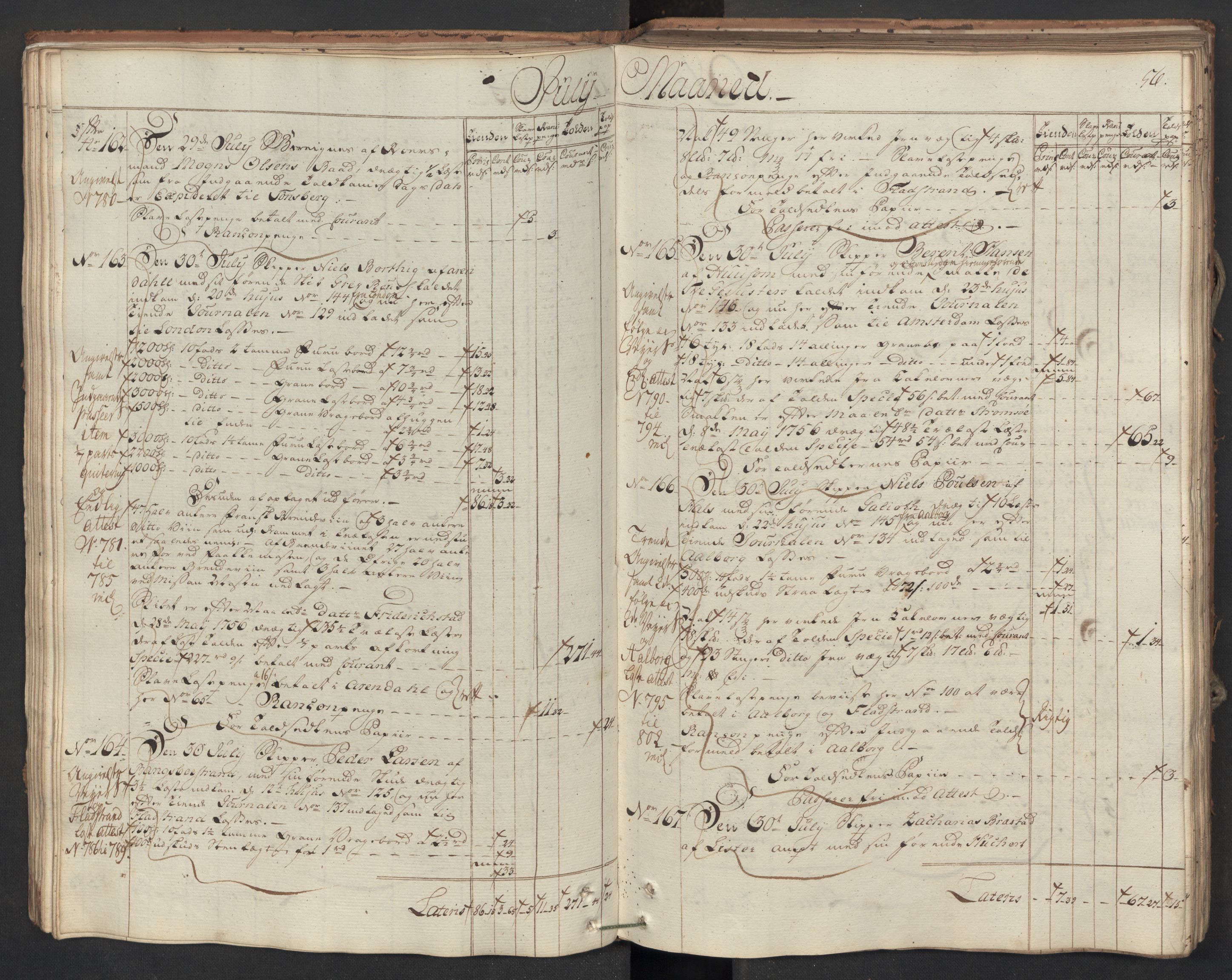 Generaltollkammeret, tollregnskaper, AV/RA-EA-5490/R08/L0054/0001: Tollregnskaper Drammen / Utgående hovedtollbok, 1762, p. 55b-56a