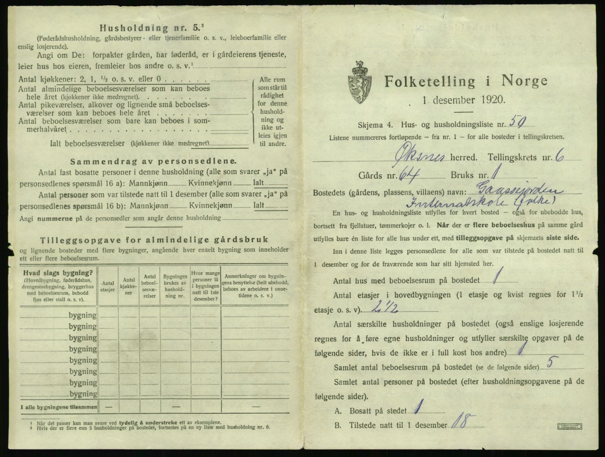 SAT, 1920 census for Øksnes, 1920, p. 726