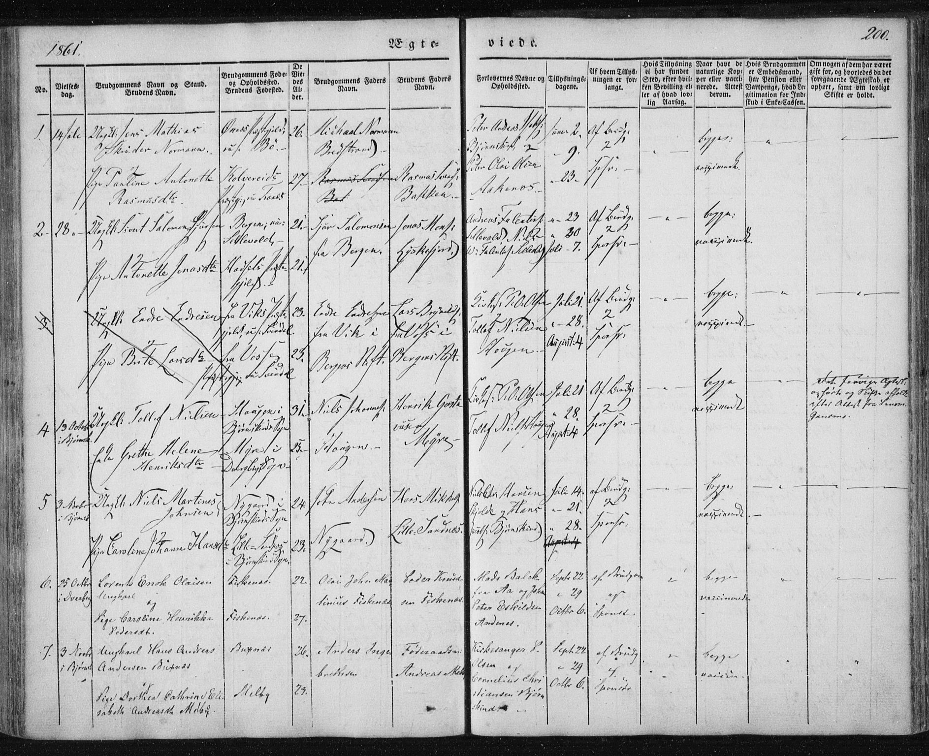 Ministerialprotokoller, klokkerbøker og fødselsregistre - Nordland, SAT/A-1459/897/L1396: Parish register (official) no. 897A04, 1842-1866, p. 200