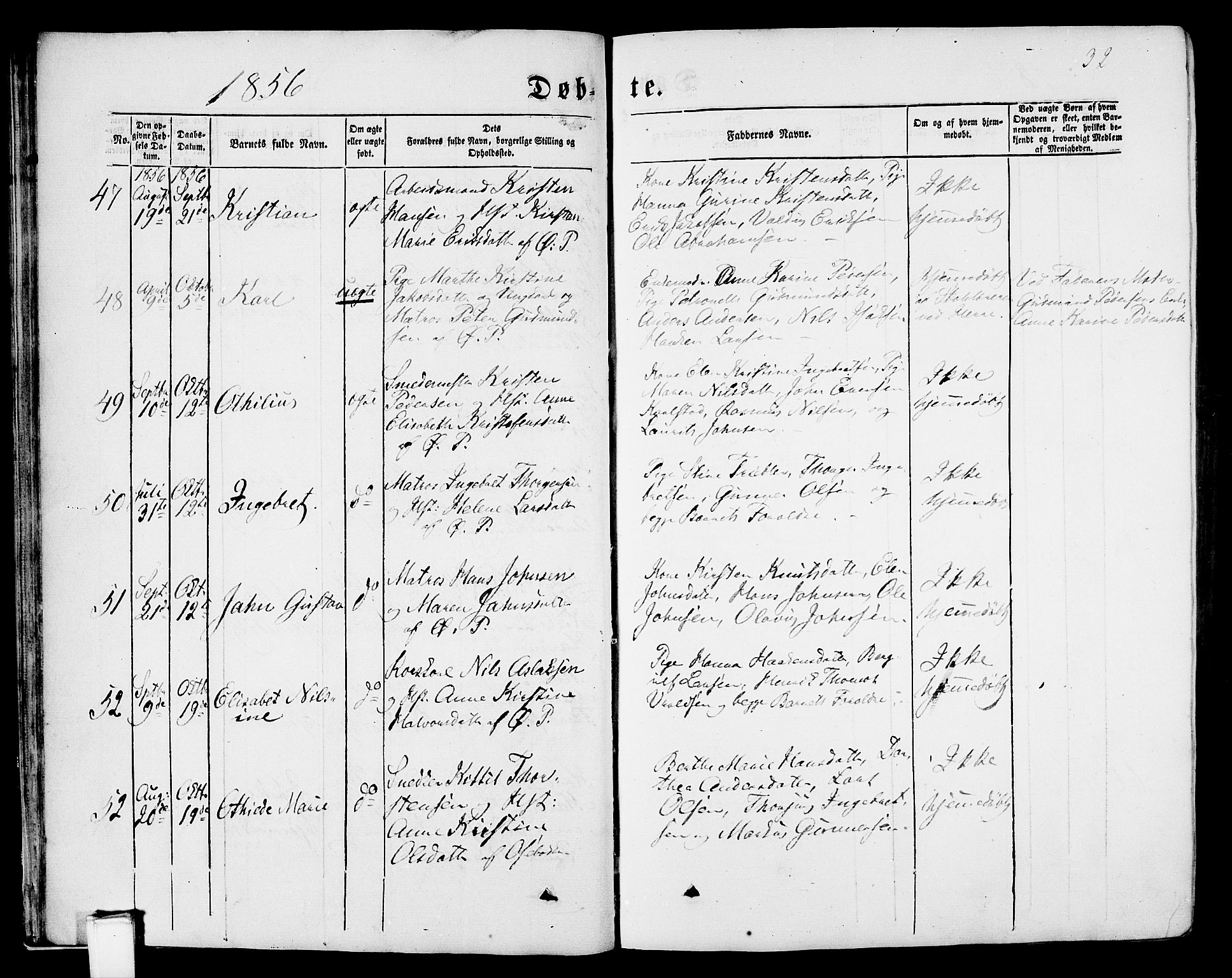 Porsgrunn kirkebøker , AV/SAKO-A-104/G/Gb/L0004: Parish register (copy) no. II 4, 1853-1882, p. 32