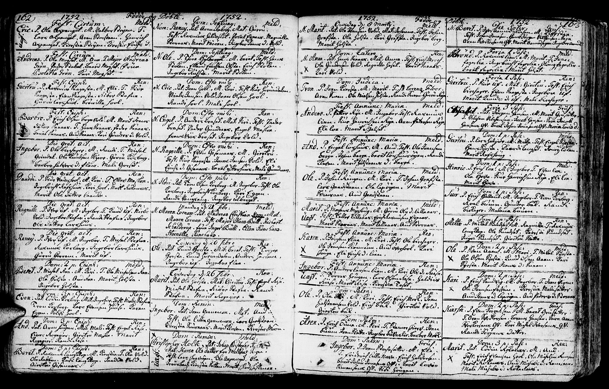 Ministerialprotokoller, klokkerbøker og fødselsregistre - Sør-Trøndelag, SAT/A-1456/672/L0851: Parish register (official) no. 672A04, 1751-1775, p. 162-163