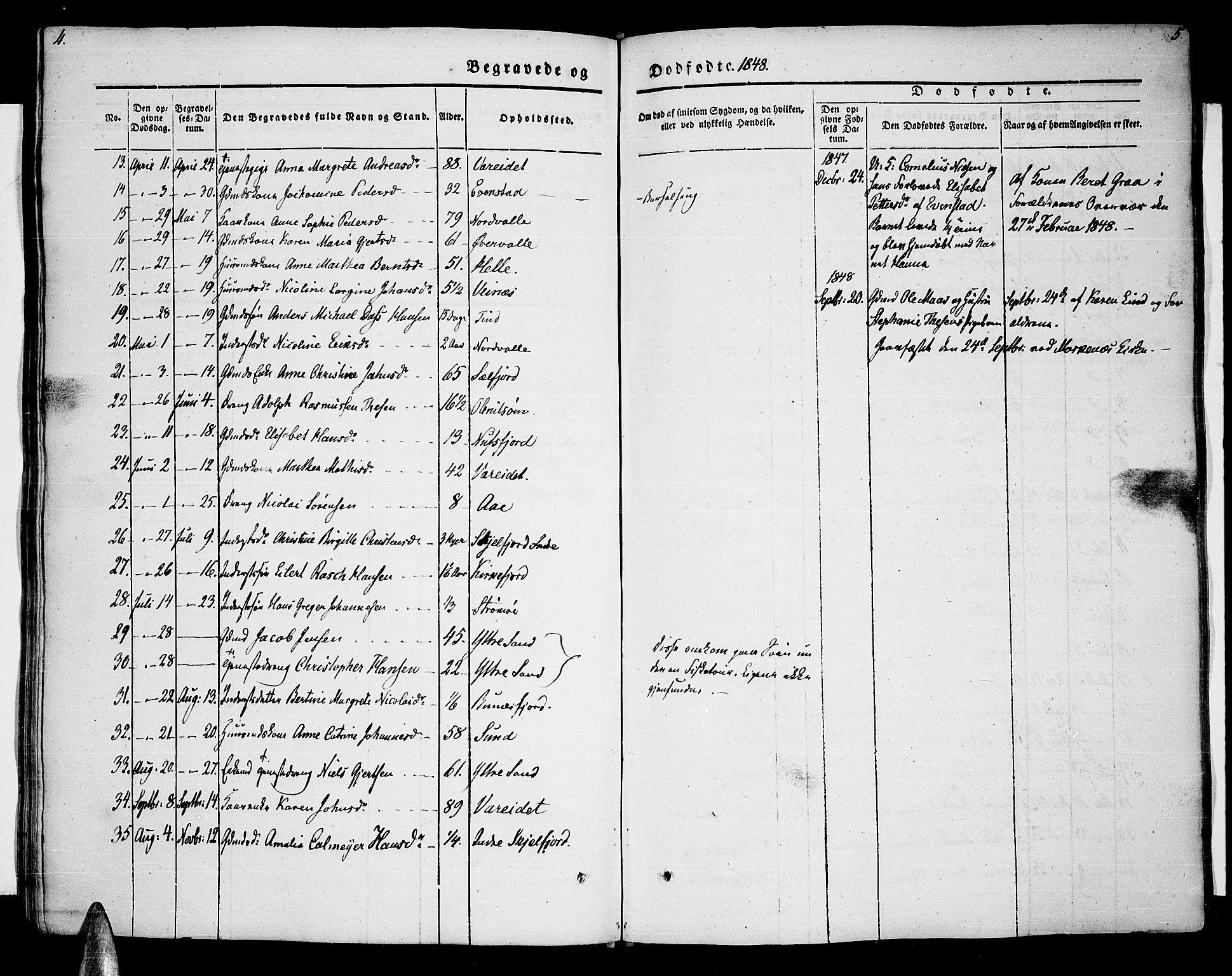 Ministerialprotokoller, klokkerbøker og fødselsregistre - Nordland, AV/SAT-A-1459/885/L1212: Parish register (copy) no. 885C01, 1847-1873, p. 4-5