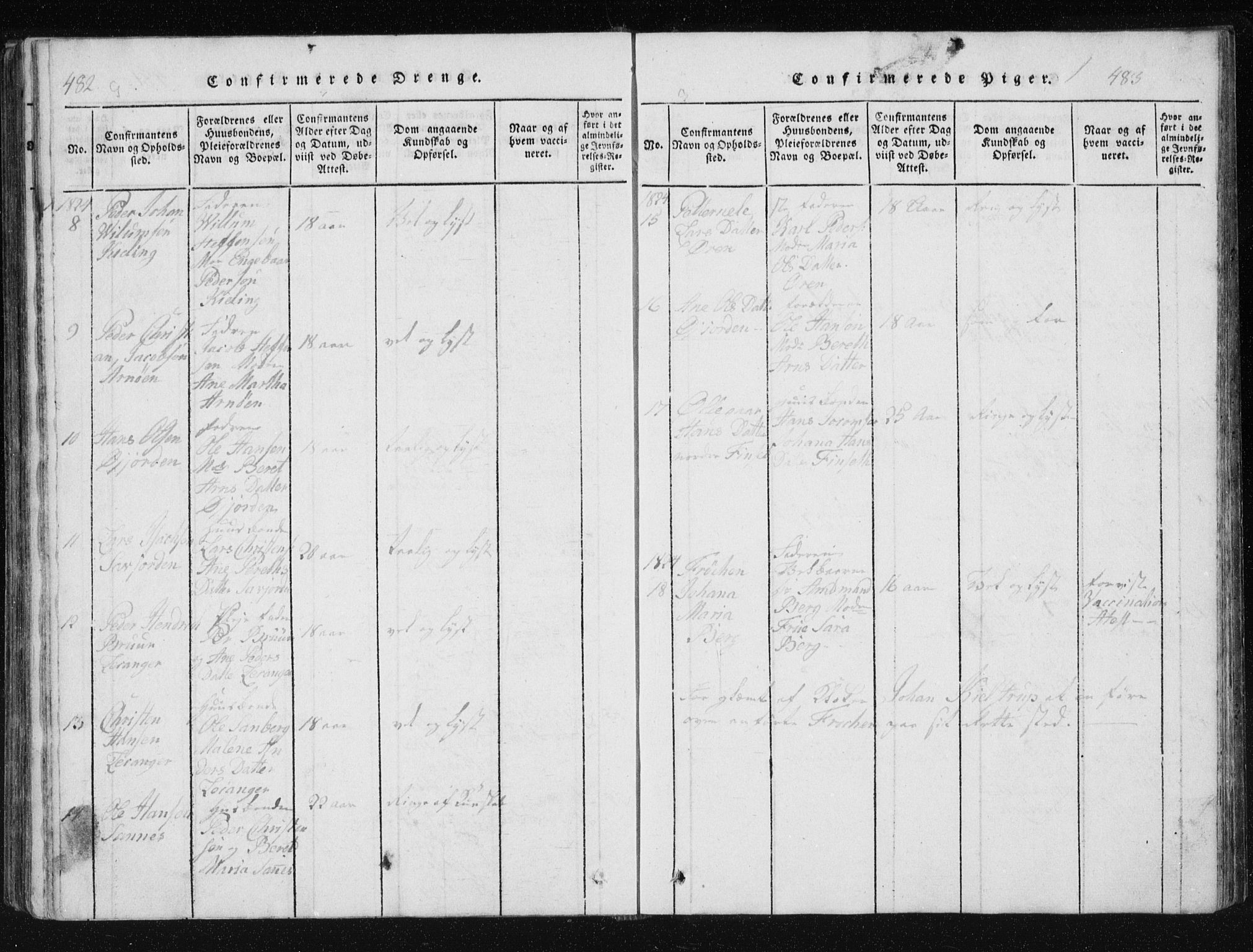 Ministerialprotokoller, klokkerbøker og fødselsregistre - Nordland, AV/SAT-A-1459/805/L0096: Parish register (official) no. 805A03, 1820-1837, p. 482-483