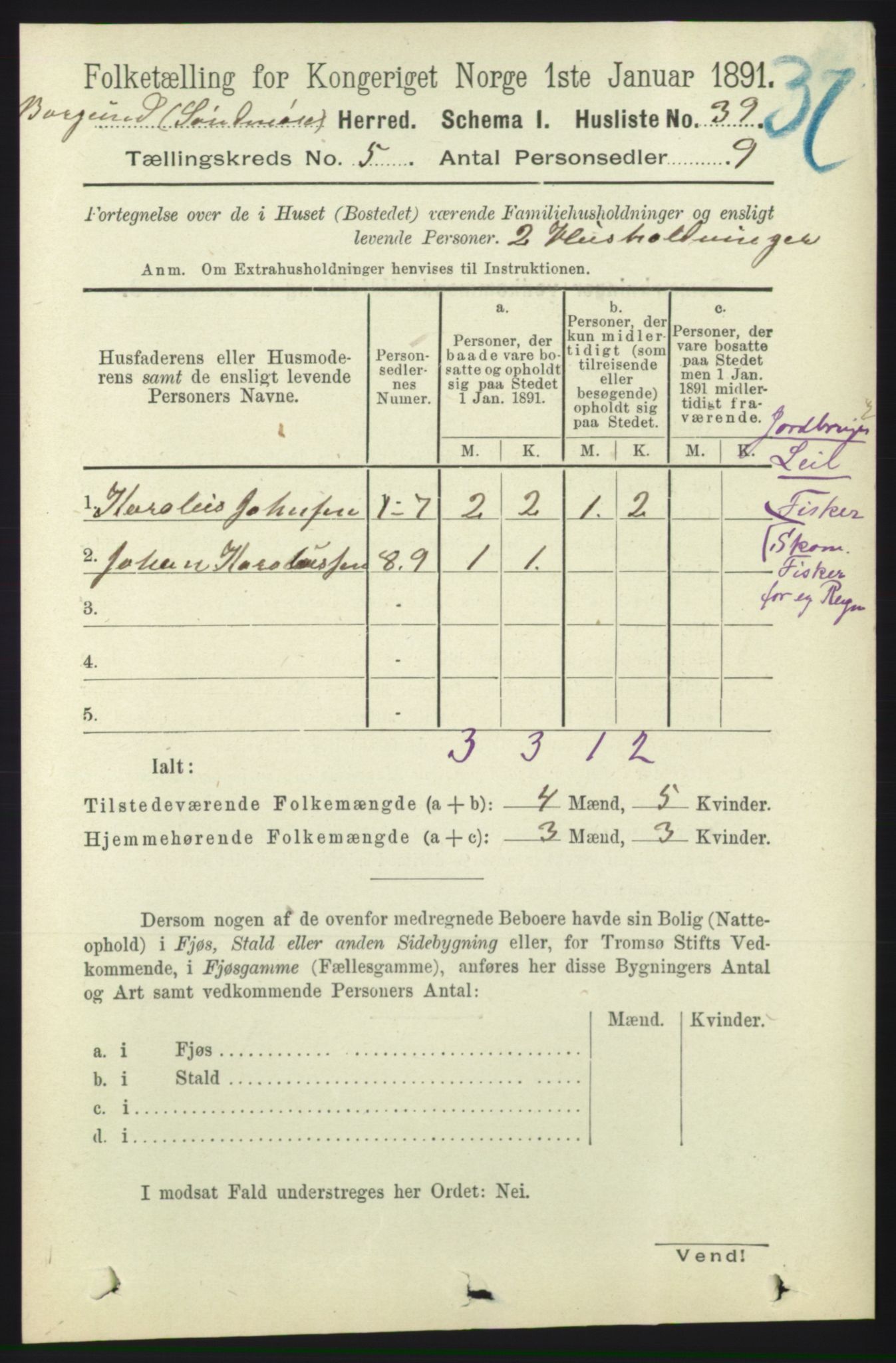 RA, 1891 census for 1531 Borgund, 1891, p. 1259