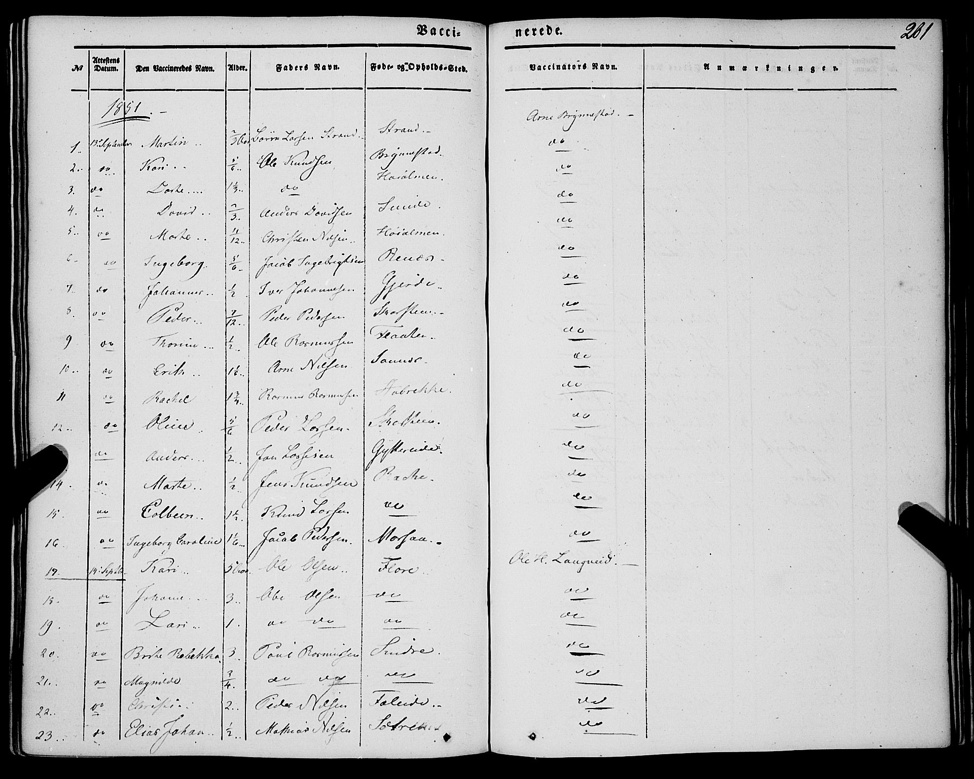 Innvik sokneprestembete, AV/SAB-A-80501: Parish register (official) no. A 5, 1847-1865, p. 281