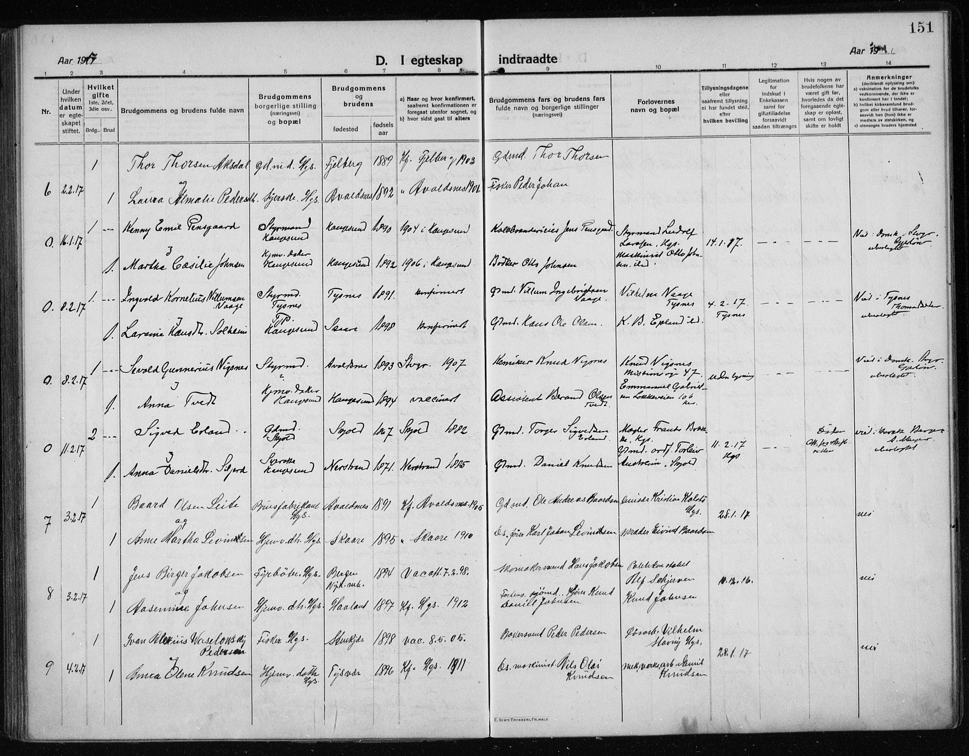 Haugesund sokneprestkontor, AV/SAST-A -101863/H/Ha/Haa/L0009: Parish register (official) no. A 9, 1914-1929, p. 151