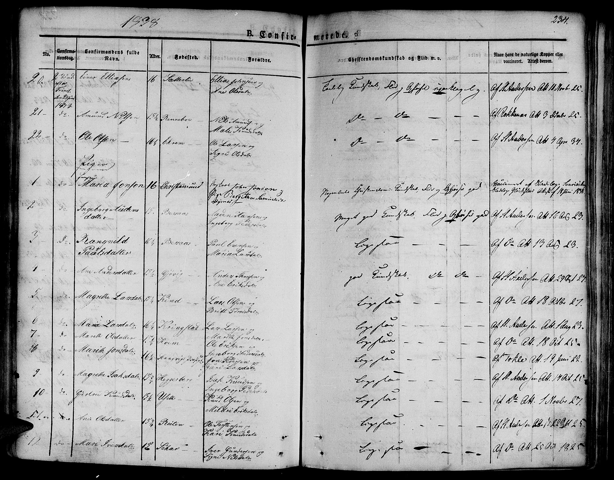 Ministerialprotokoller, klokkerbøker og fødselsregistre - Møre og Romsdal, AV/SAT-A-1454/586/L0983: Parish register (official) no. 586A09, 1829-1843, p. 234