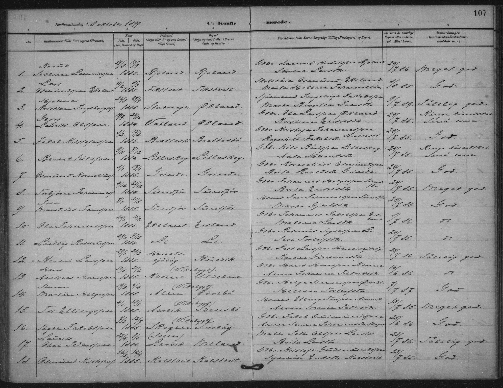 Skjold sokneprestkontor, AV/SAST-A-101847/H/Ha/Haa/L0011: Parish register (official) no. A 11, 1897-1914, p. 107