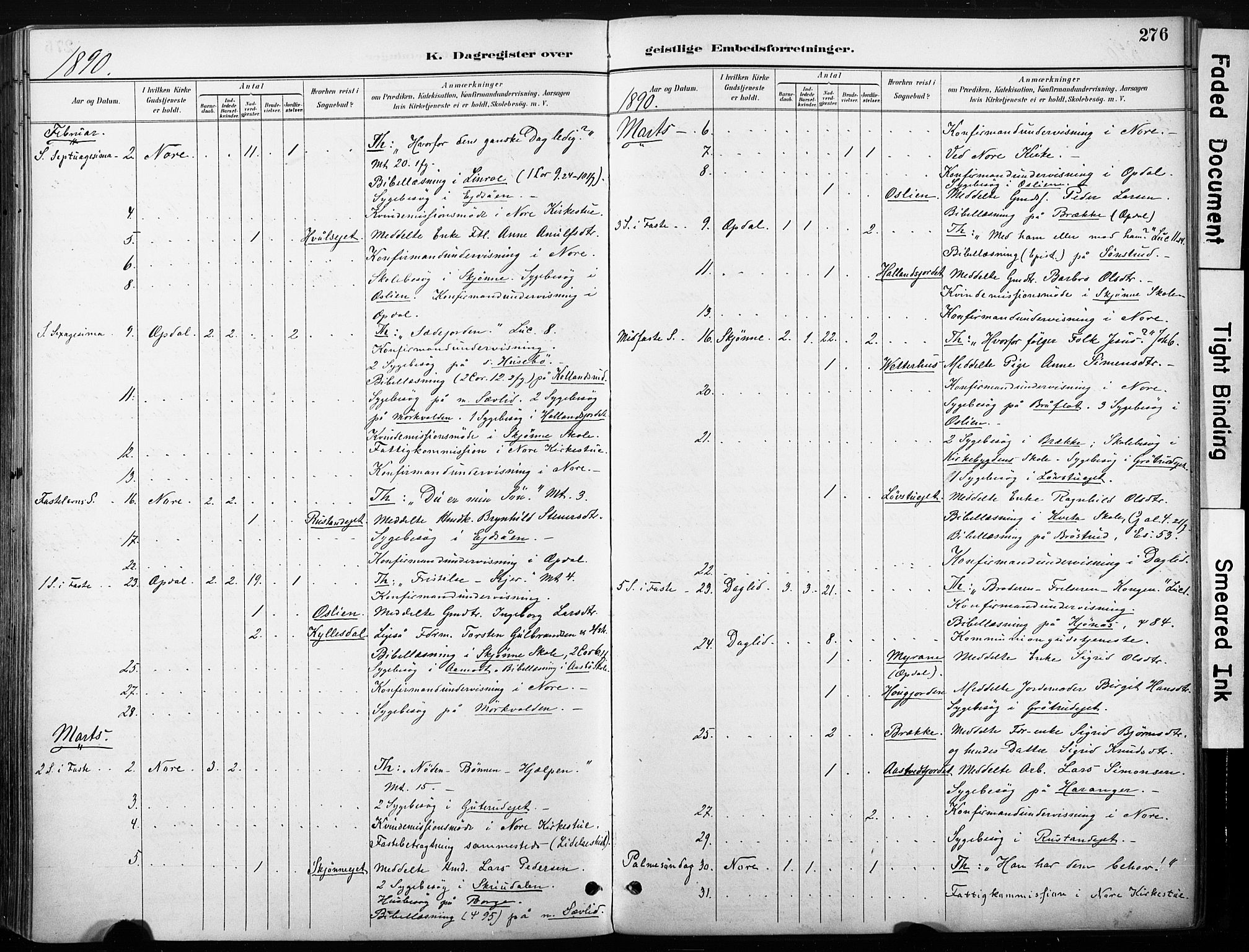 Nore kirkebøker, SAKO/A-238/F/Fb/L0002: Parish register (official) no. II 2, 1886-1906, p. 276