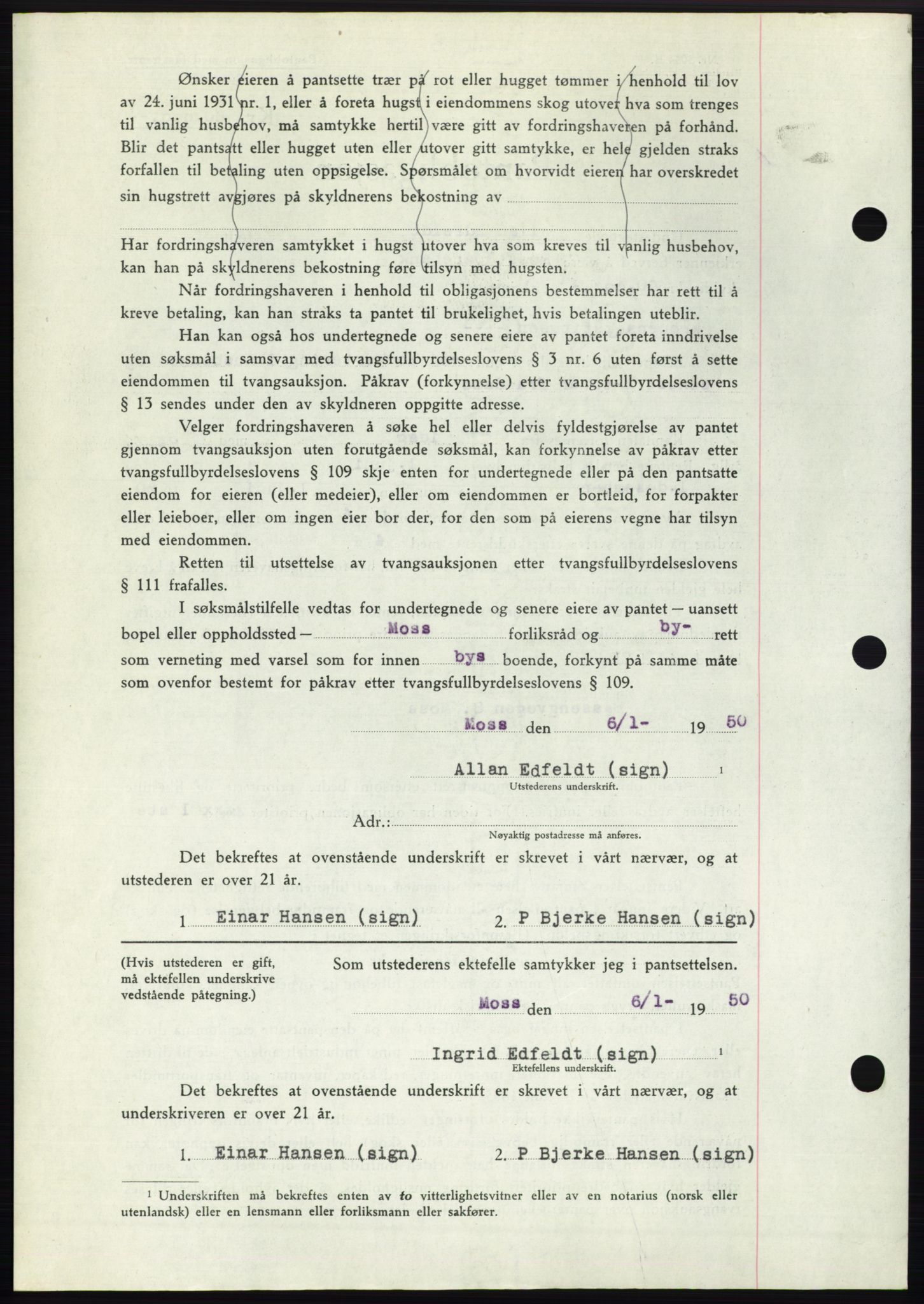 Moss sorenskriveri, SAO/A-10168: Mortgage book no. B23, 1949-1950, Diary no: : 73/1950