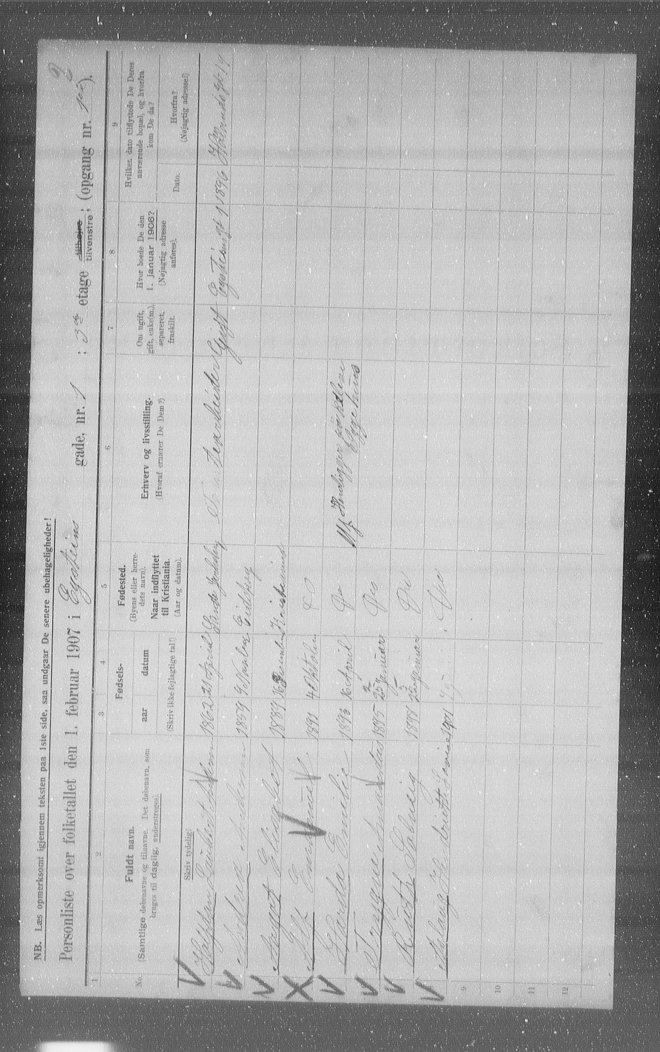 OBA, Municipal Census 1907 for Kristiania, 1907, p. 66244