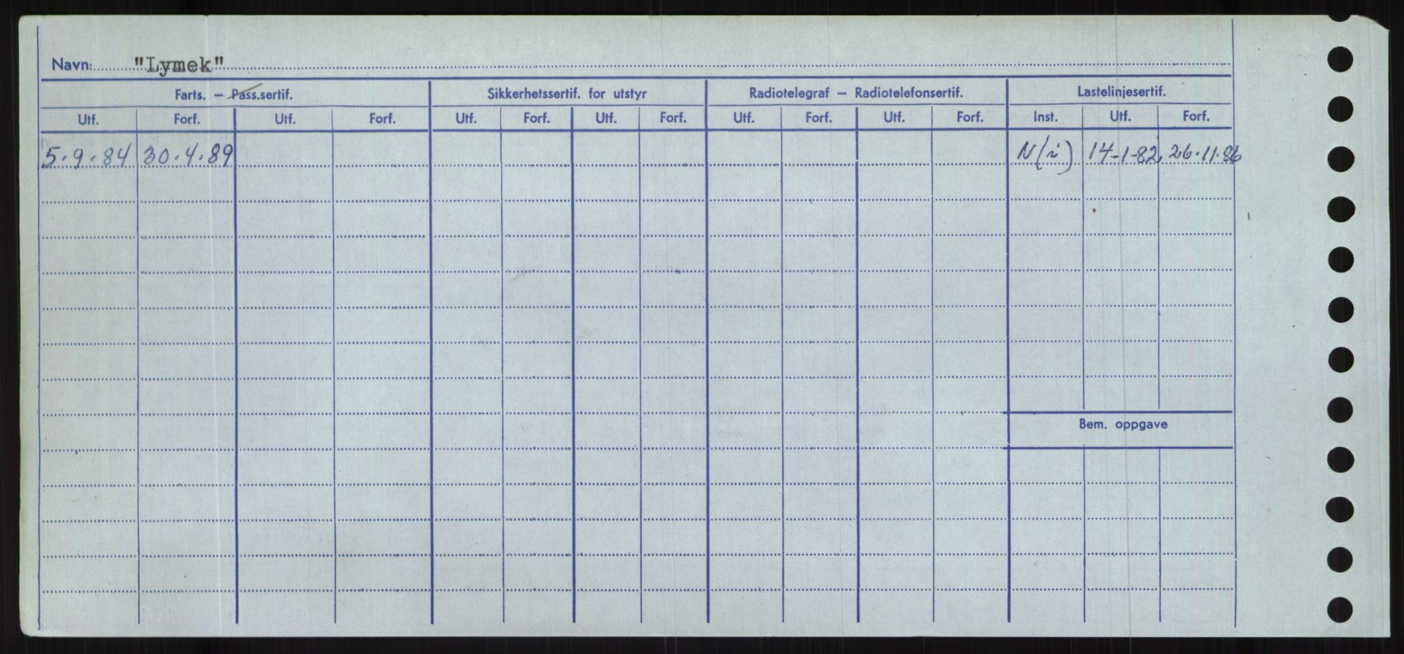 Sjøfartsdirektoratet med forløpere, Skipsmålingen, RA/S-1627/H/Hc/L0001: Lektere, A-Y, p. 288