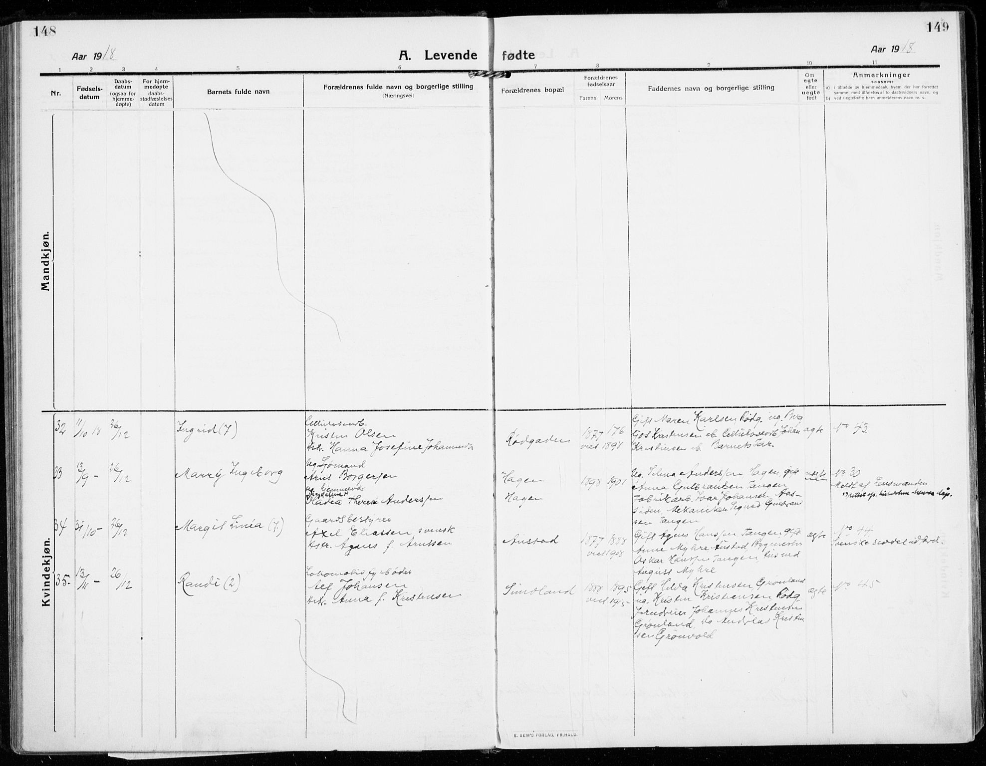 Strømsgodset kirkebøker, AV/SAKO-A-324/F/Fa/L0002: Parish register (official) no. 2, 1910-1920, p. 148-149