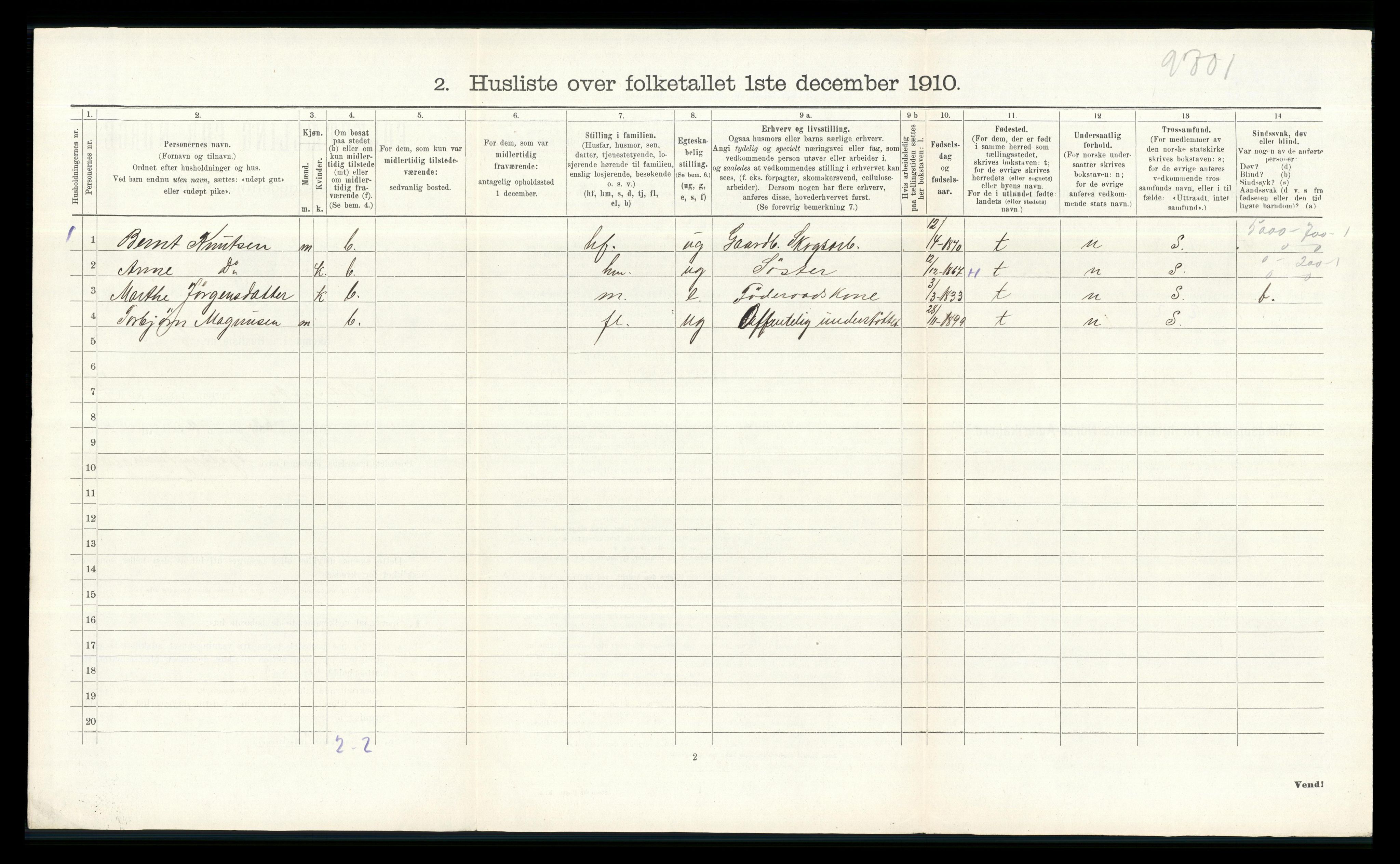 RA, 1910 census for Åsnes, 1910, p. 937