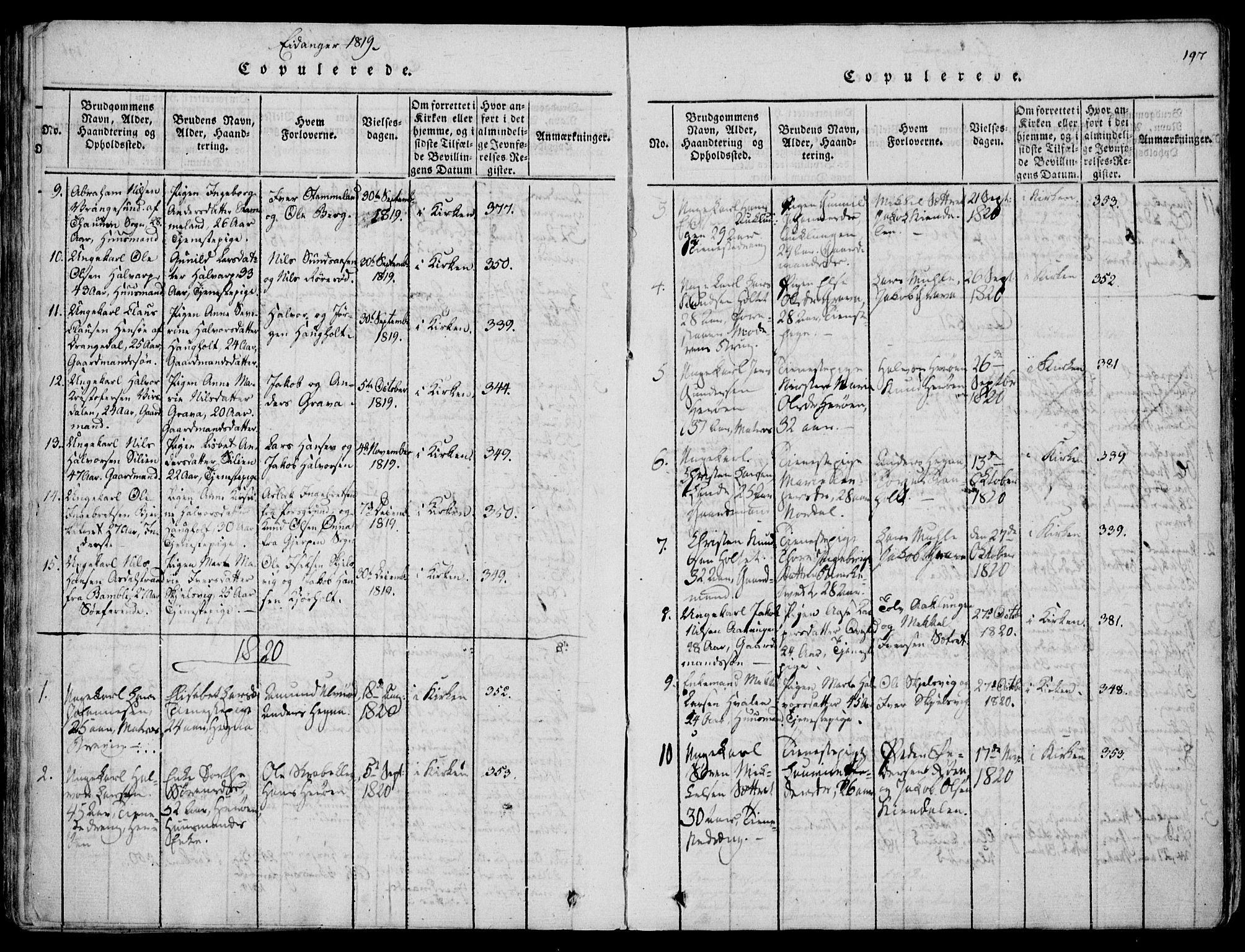 Eidanger kirkebøker, AV/SAKO-A-261/F/Fa/L0007: Parish register (official) no. 7, 1814-1831, p. 197