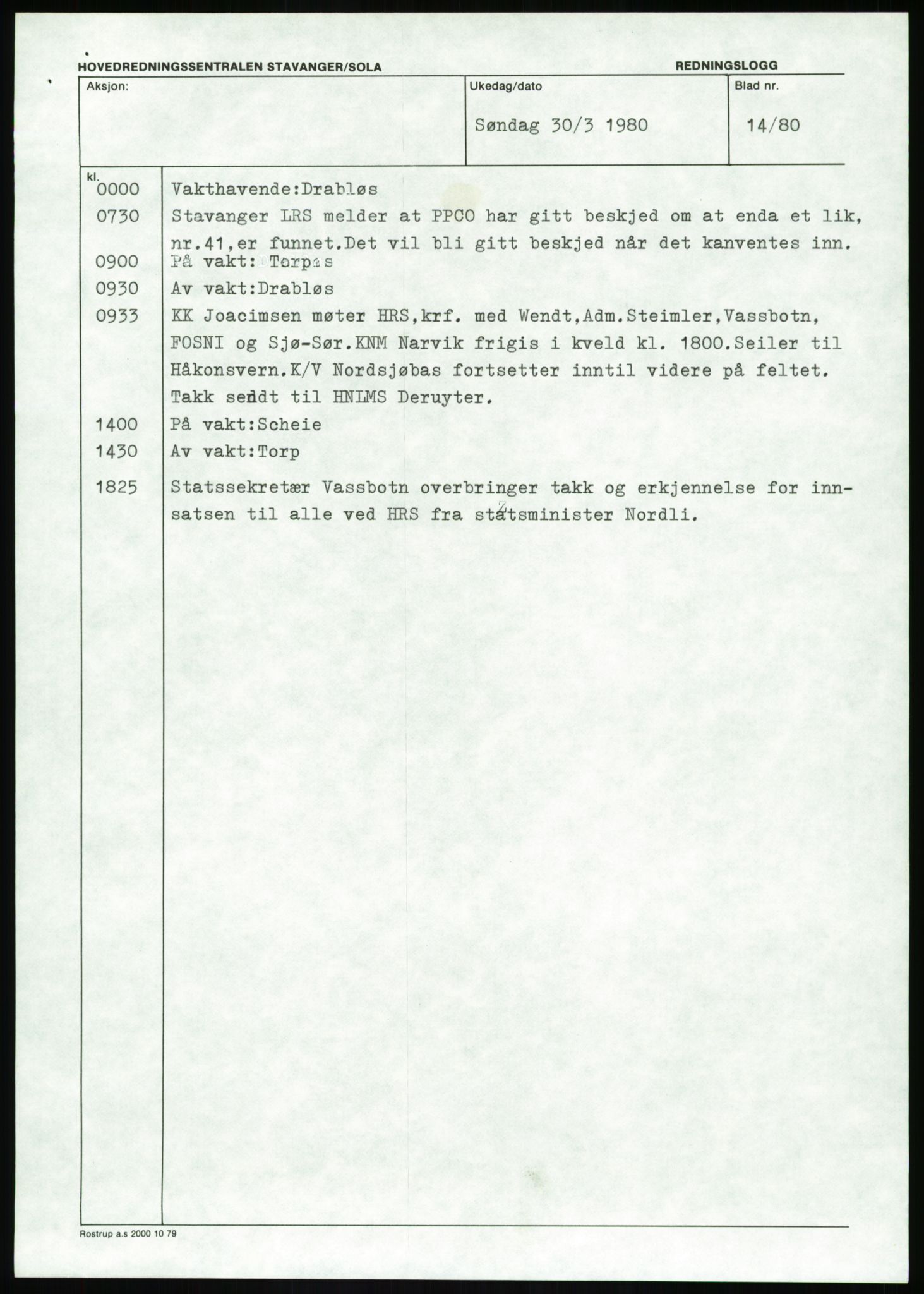 Justisdepartementet, Granskningskommisjonen ved Alexander Kielland-ulykken 27.3.1980, AV/RA-S-1165/D/L0017: P Hjelpefartøy (Doku.liste + P1-P6 av 6)/Q Hovedredningssentralen (Q0-Q27 av 27), 1980-1981, p. 540