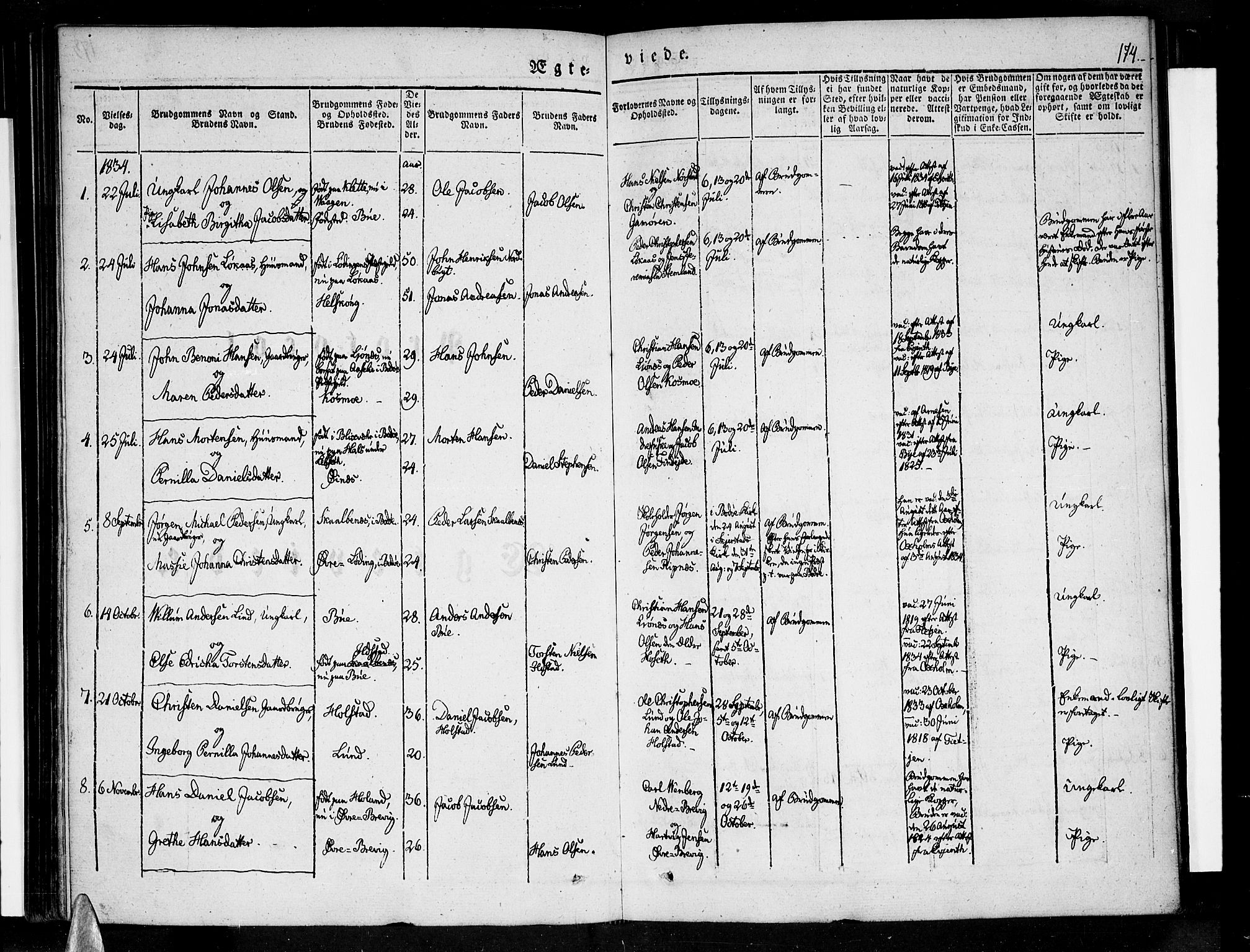 Ministerialprotokoller, klokkerbøker og fødselsregistre - Nordland, SAT/A-1459/852/L0737: Parish register (official) no. 852A07, 1833-1849, p. 174