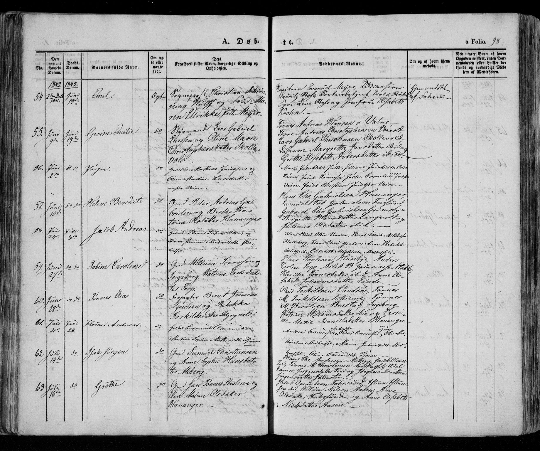 Lista sokneprestkontor, AV/SAK-1111-0027/F/Fa/L0009: Parish register (official) no. A 9, 1835-1846, p. 98