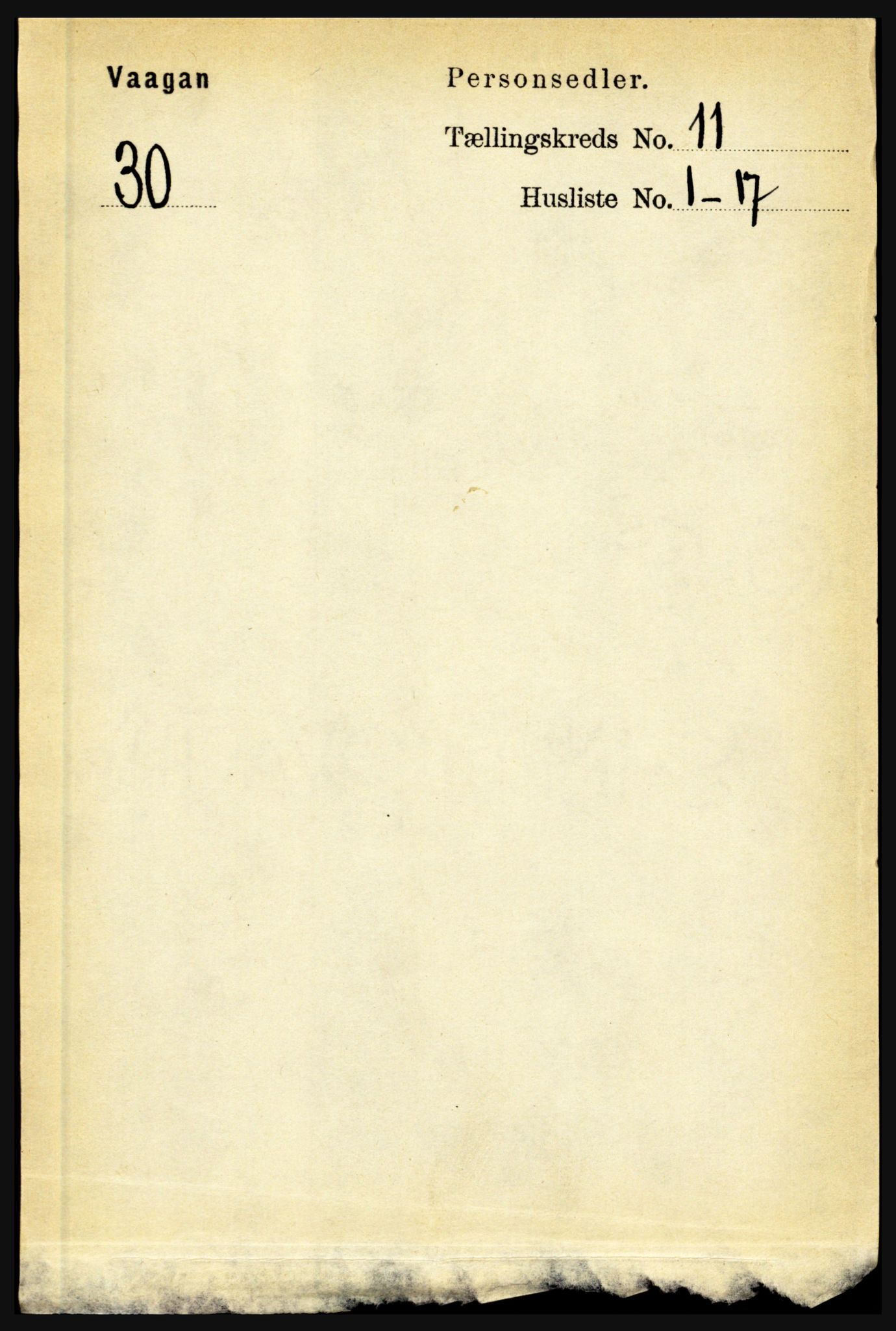 RA, 1891 census for 1865 Vågan, 1891, p. 2728