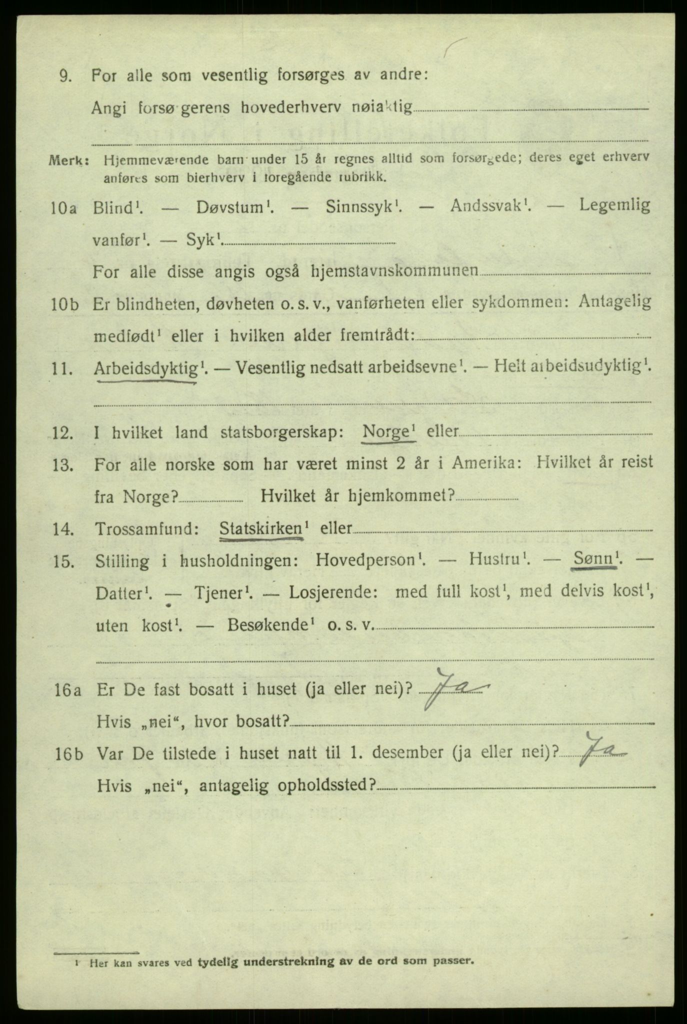 SAB, 1920 census for Aurland, 1920, p. 3871