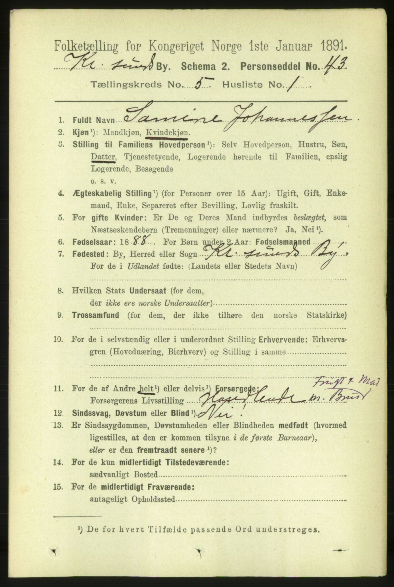 RA, 1891 census for 1503 Kristiansund, 1891, p. 4293