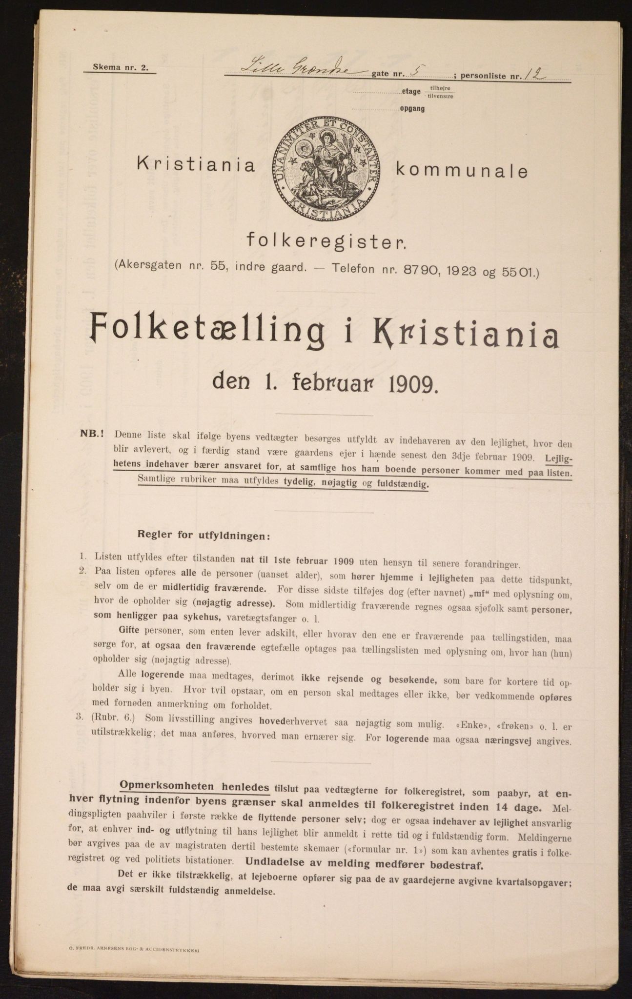 OBA, Municipal Census 1909 for Kristiania, 1909, p. 52496