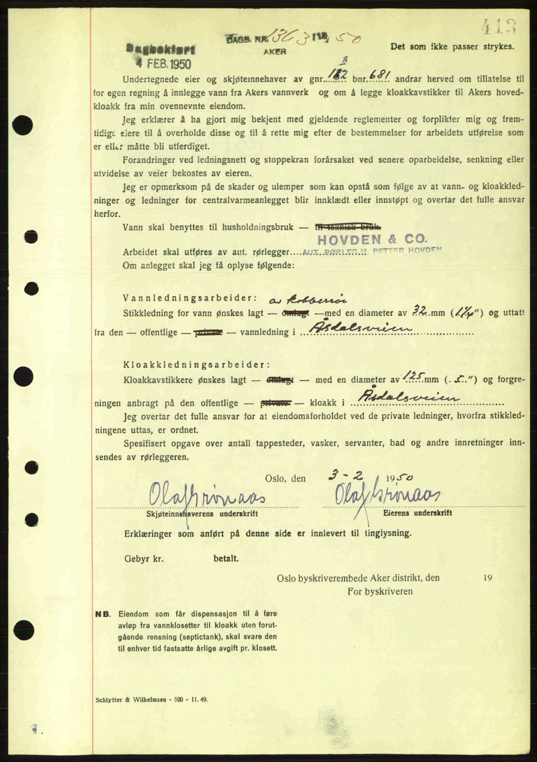 Oslo byskriverembete, AV/SAO-A-10227/G/Gb/Gbd/Gbda/L0017: Mortgage book no. A215, 1949-1950, Diary no: : 1363/1950
