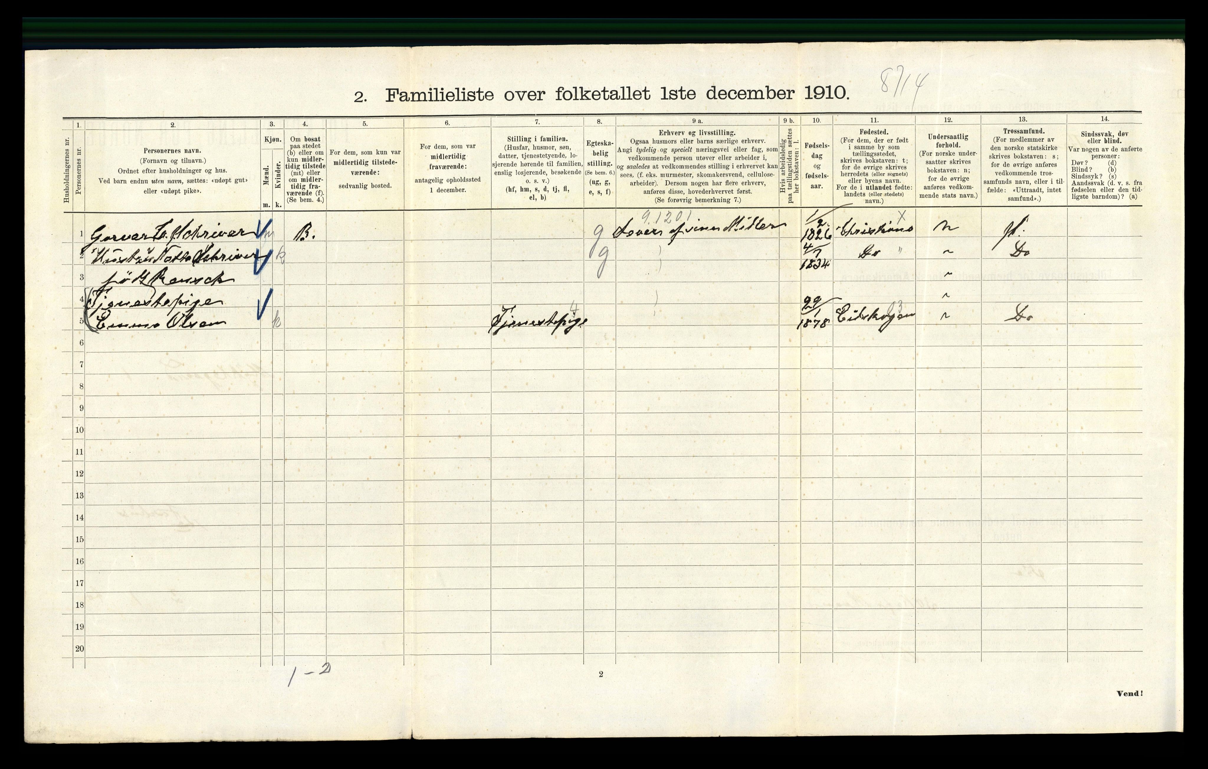 RA, 1910 census for Kristiania, 1910, p. 66458