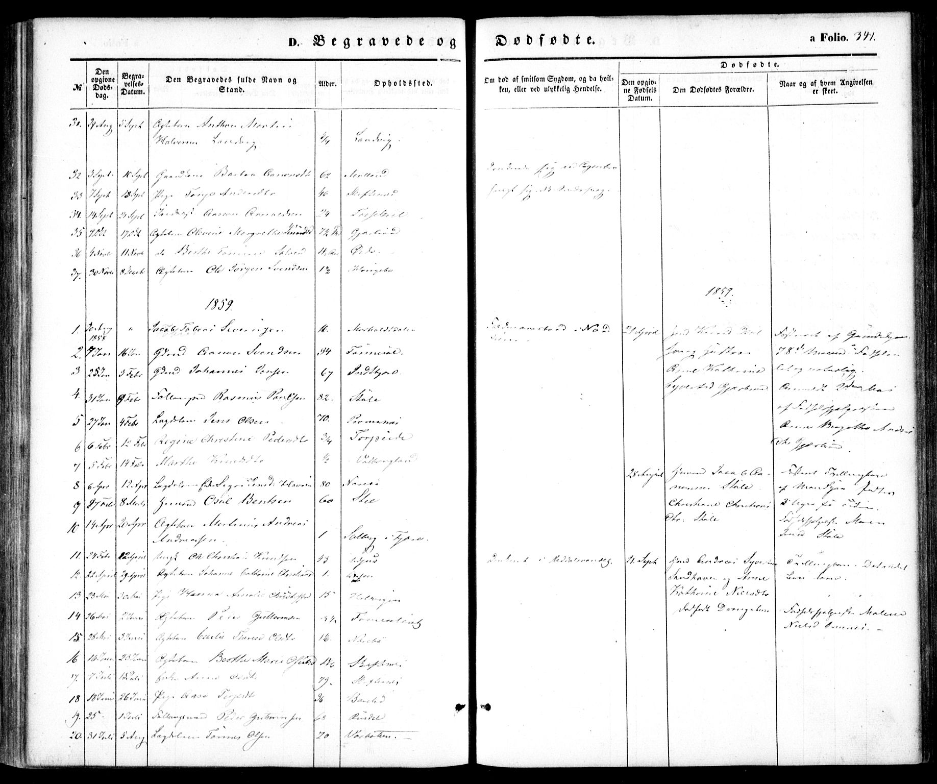 Hommedal sokneprestkontor, SAK/1111-0023/F/Fa/Fab/L0004: Parish register (official) no. A 4, 1848-1860, p. 341