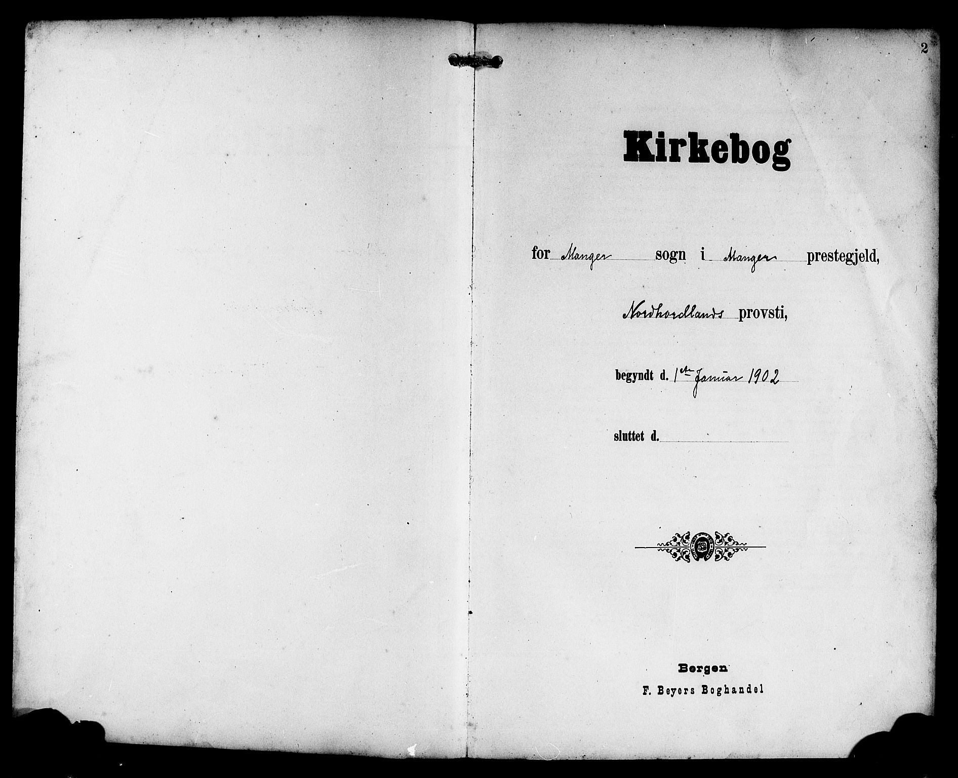 Manger sokneprestembete, SAB/A-76801/H/Hab: Parish register (copy) no. A 2, 1902-1923, p. 2