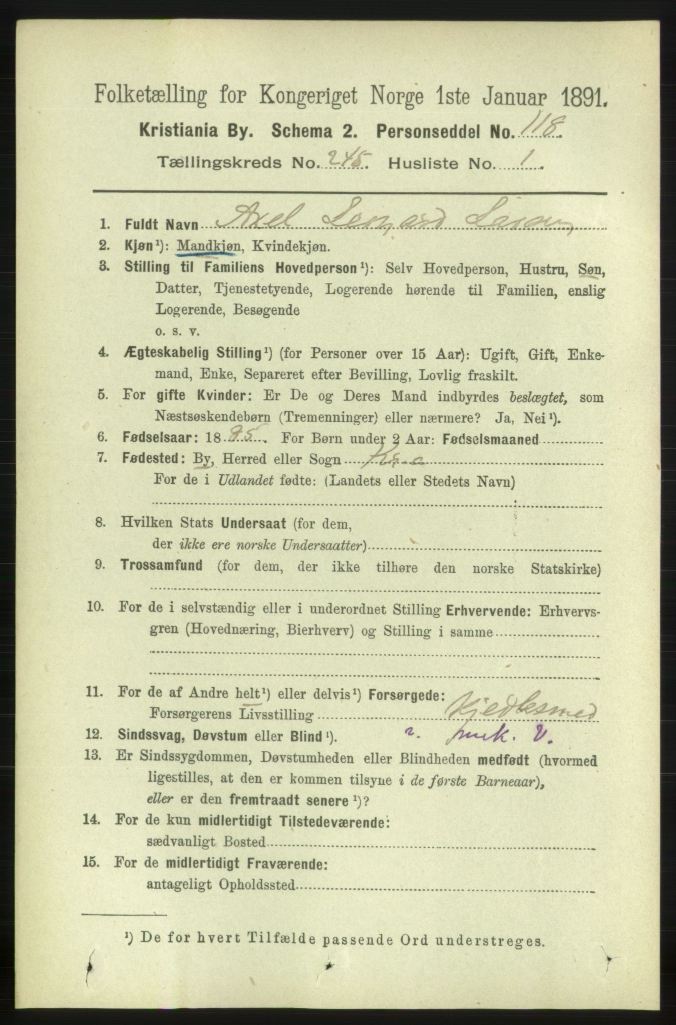 RA, 1891 census for 0301 Kristiania, 1891, p. 149252