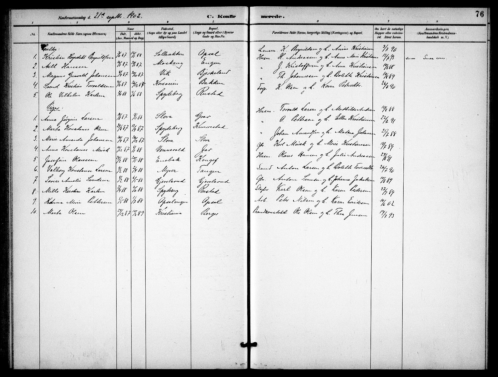 Enebakk prestekontor Kirkebøker, SAO/A-10171c/G/Gb/L0002: Parish register (copy) no. II 2, 1891-1903, p. 76