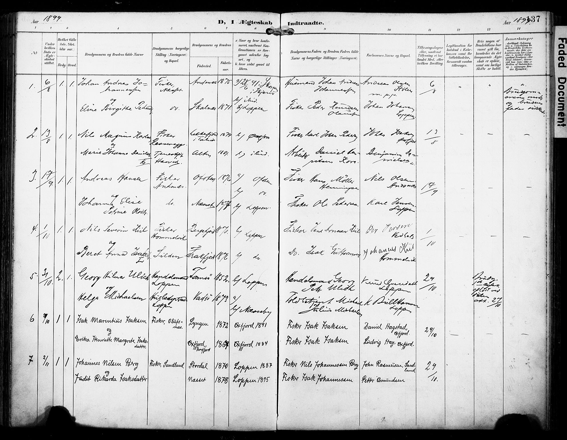 Loppa sokneprestkontor, AV/SATØ-S-1339/H/Ha/L0009kirke: Parish register (official) no. 9, 1895-1909, p. 137